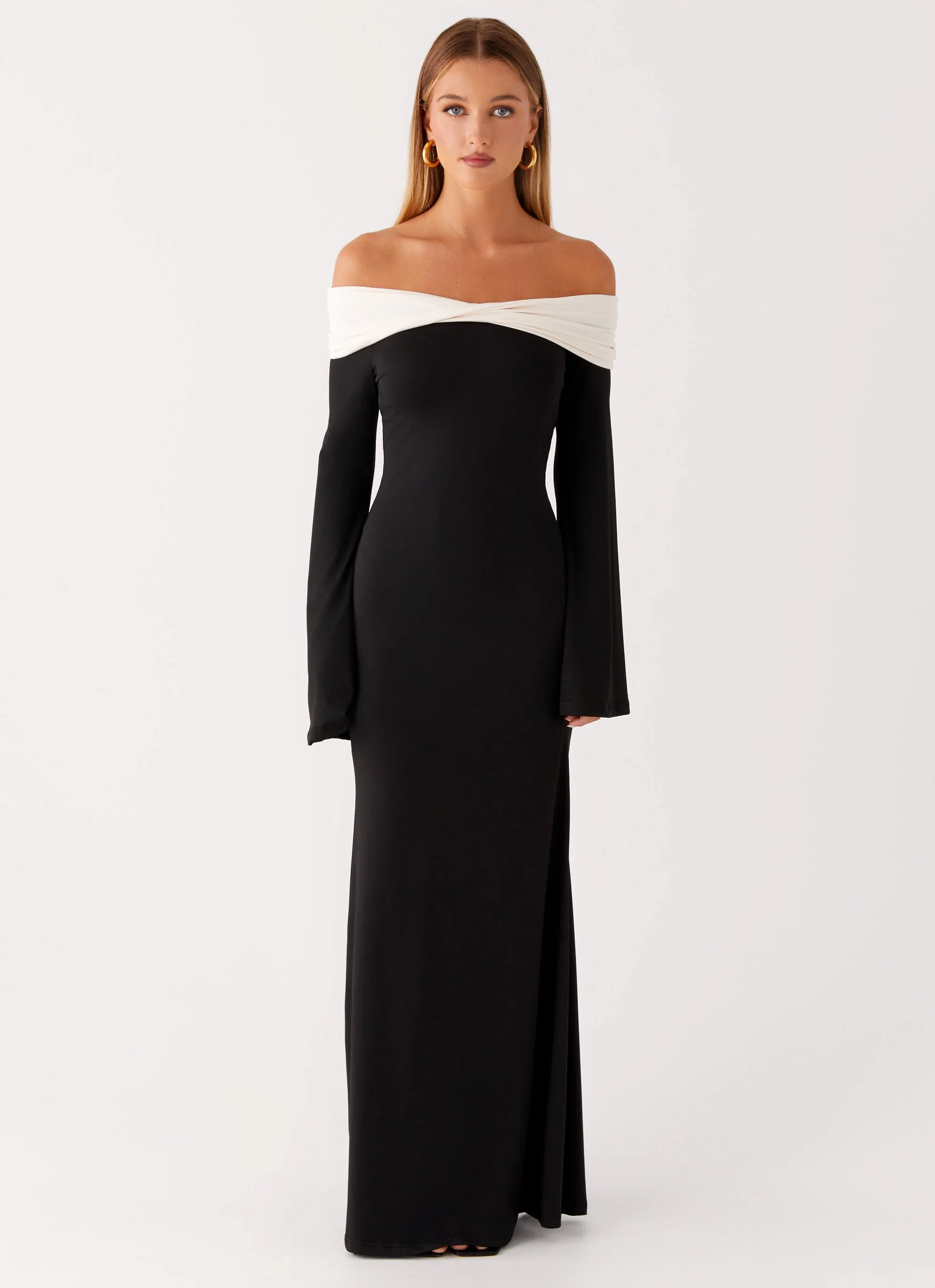 Hits Different Long Sleeve Maxi Dress - Black - Image 2
