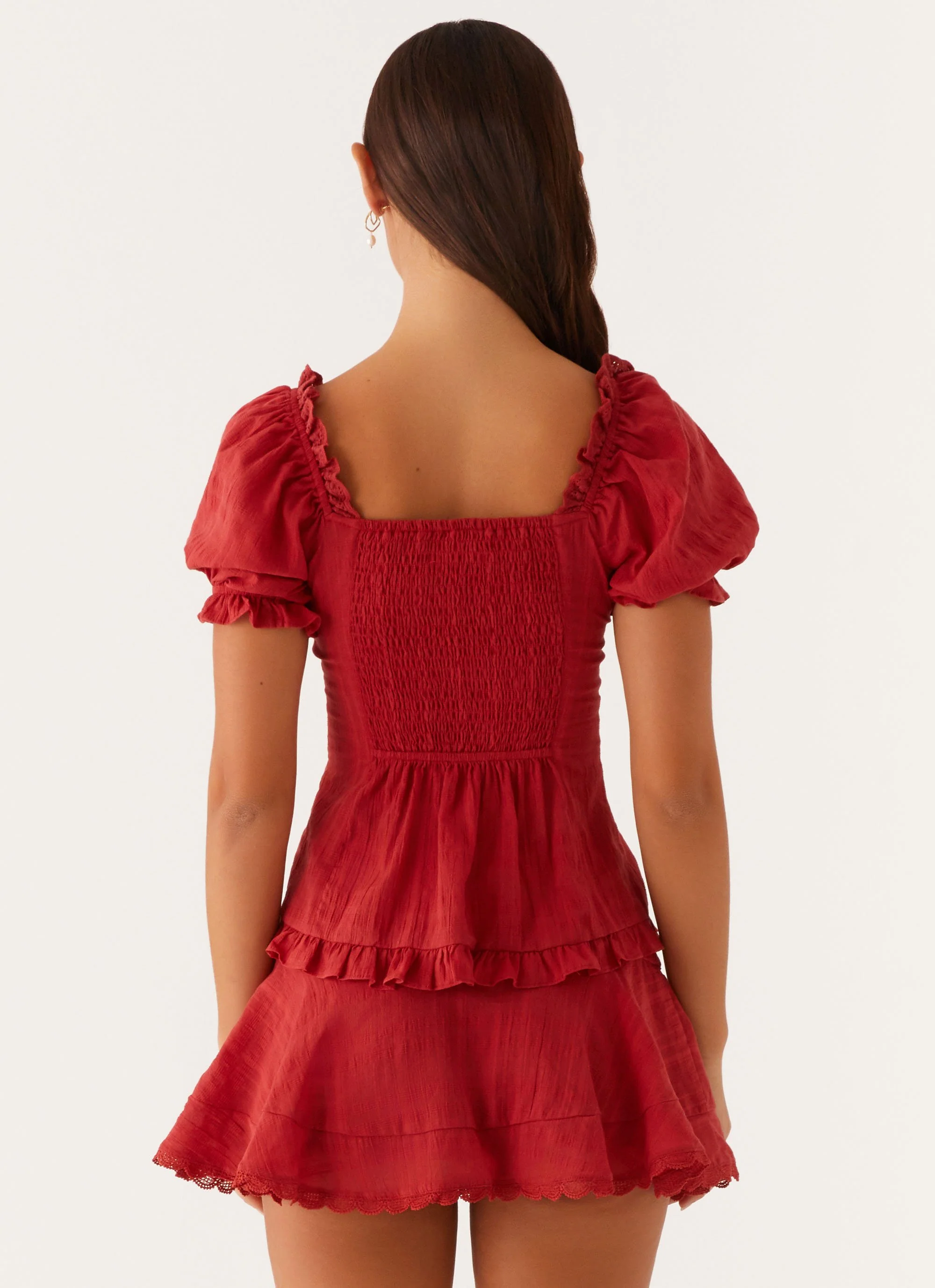 Hundred Percent Puff Sleeve Top - Red - Image 4