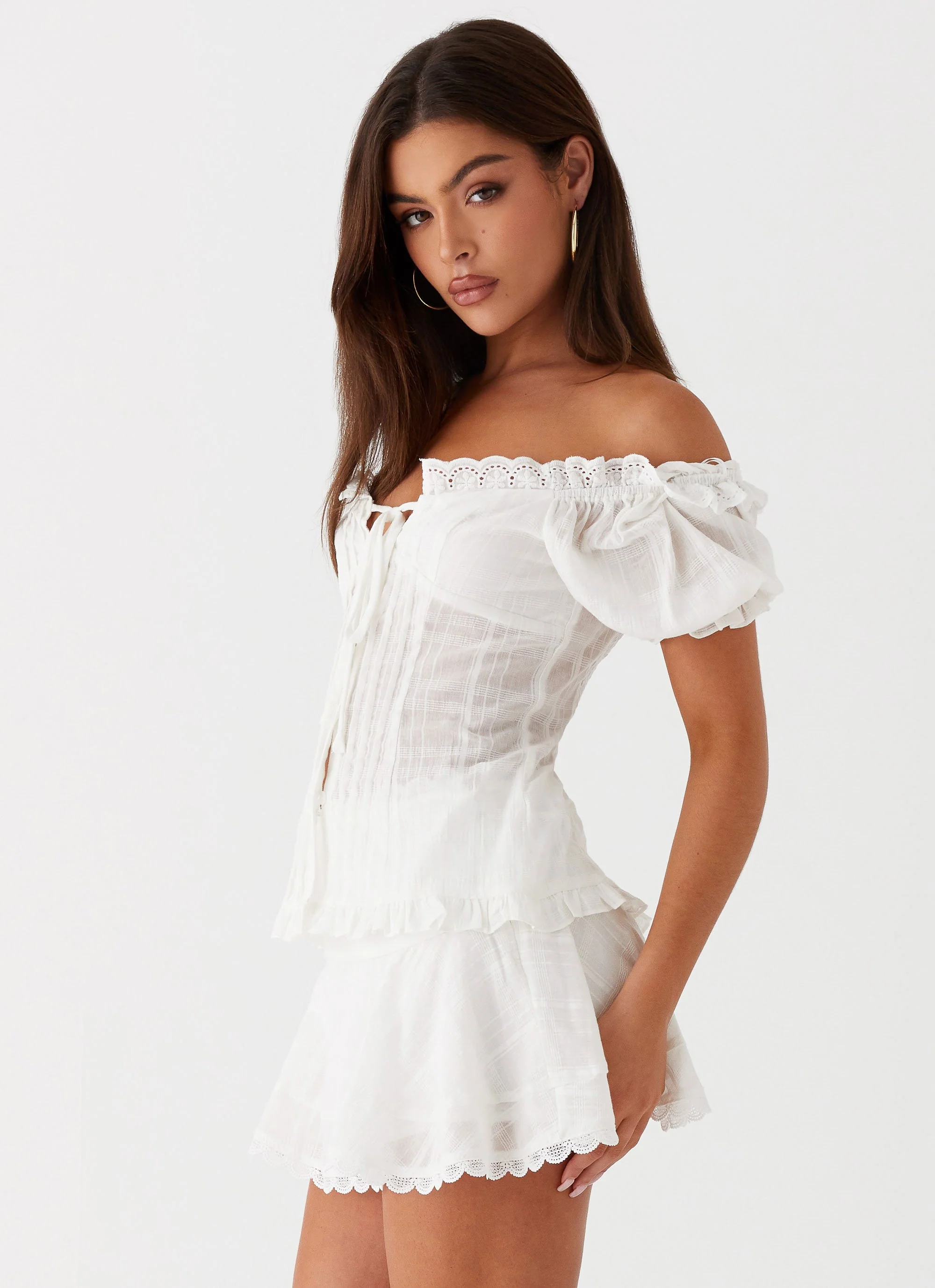 Hundred Percent Puff Sleeve Top - White - Image 5