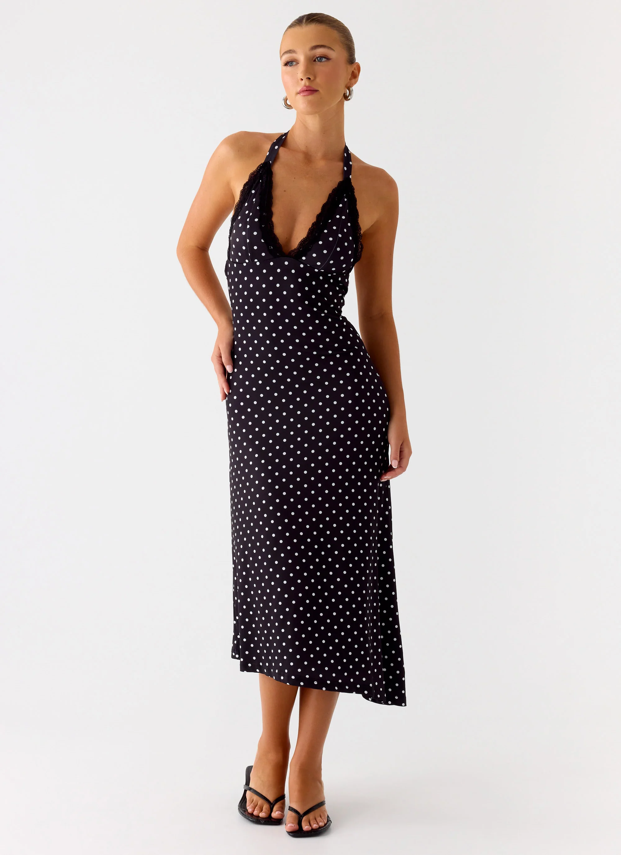 Illuminate Halter Midi Dress - Black Polkadot - Image 6