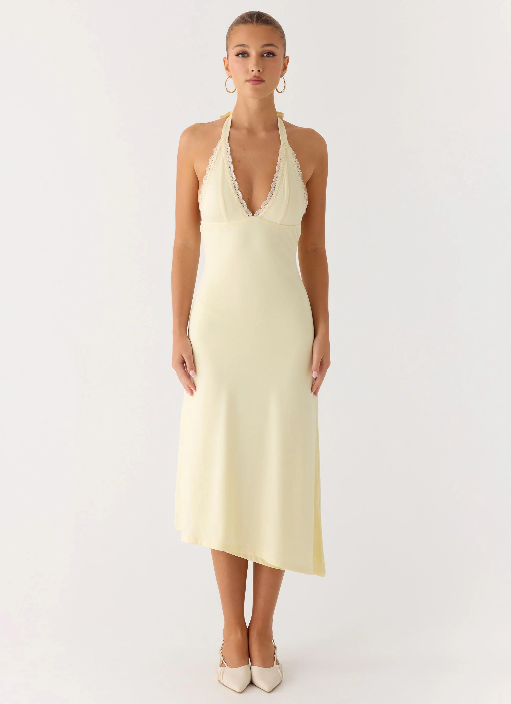 Illuminate Halter Midi Dress - Butter Yellow - Image 2