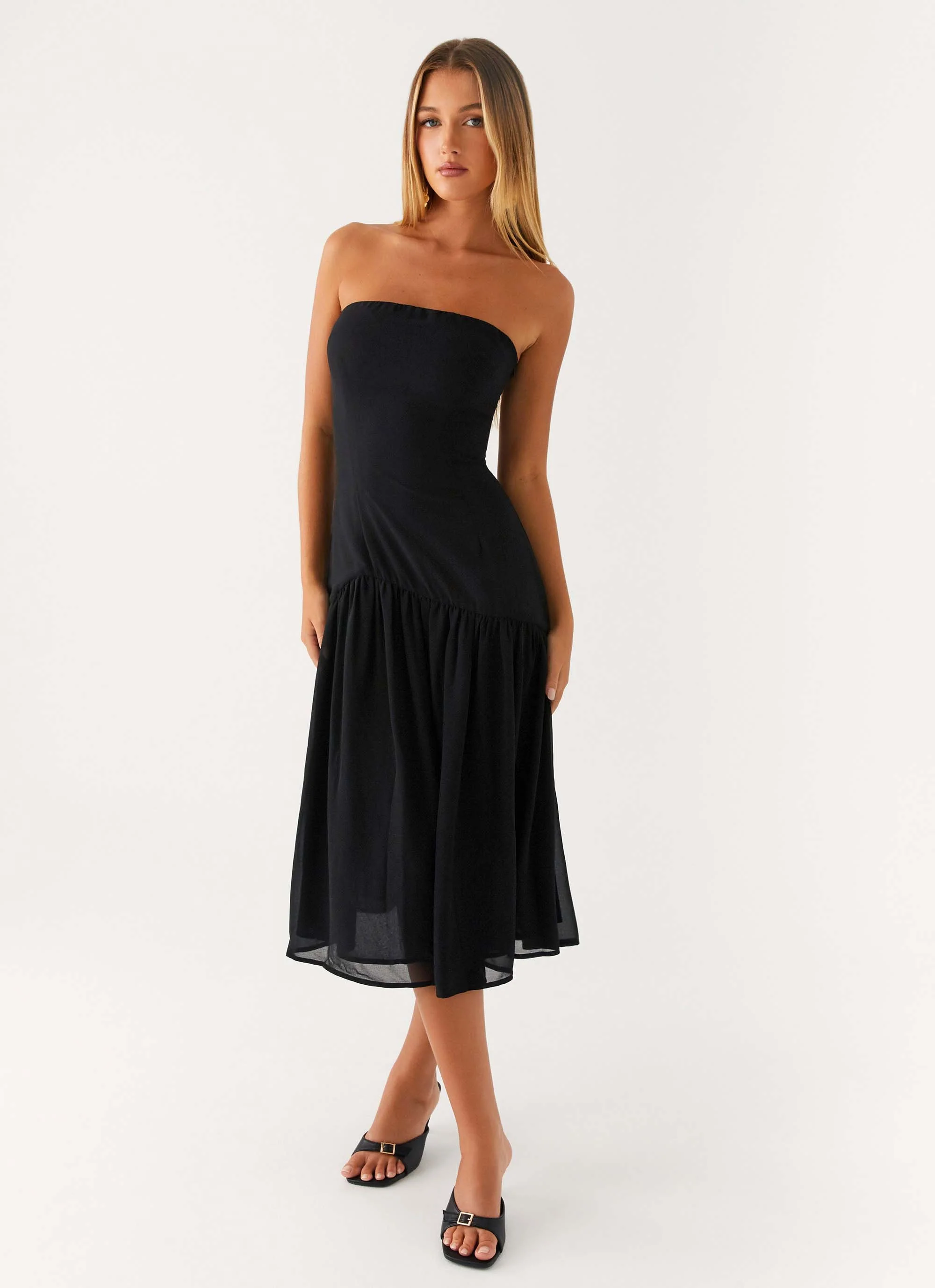 Imagination Strapless Midi Dress - Black - Image 2