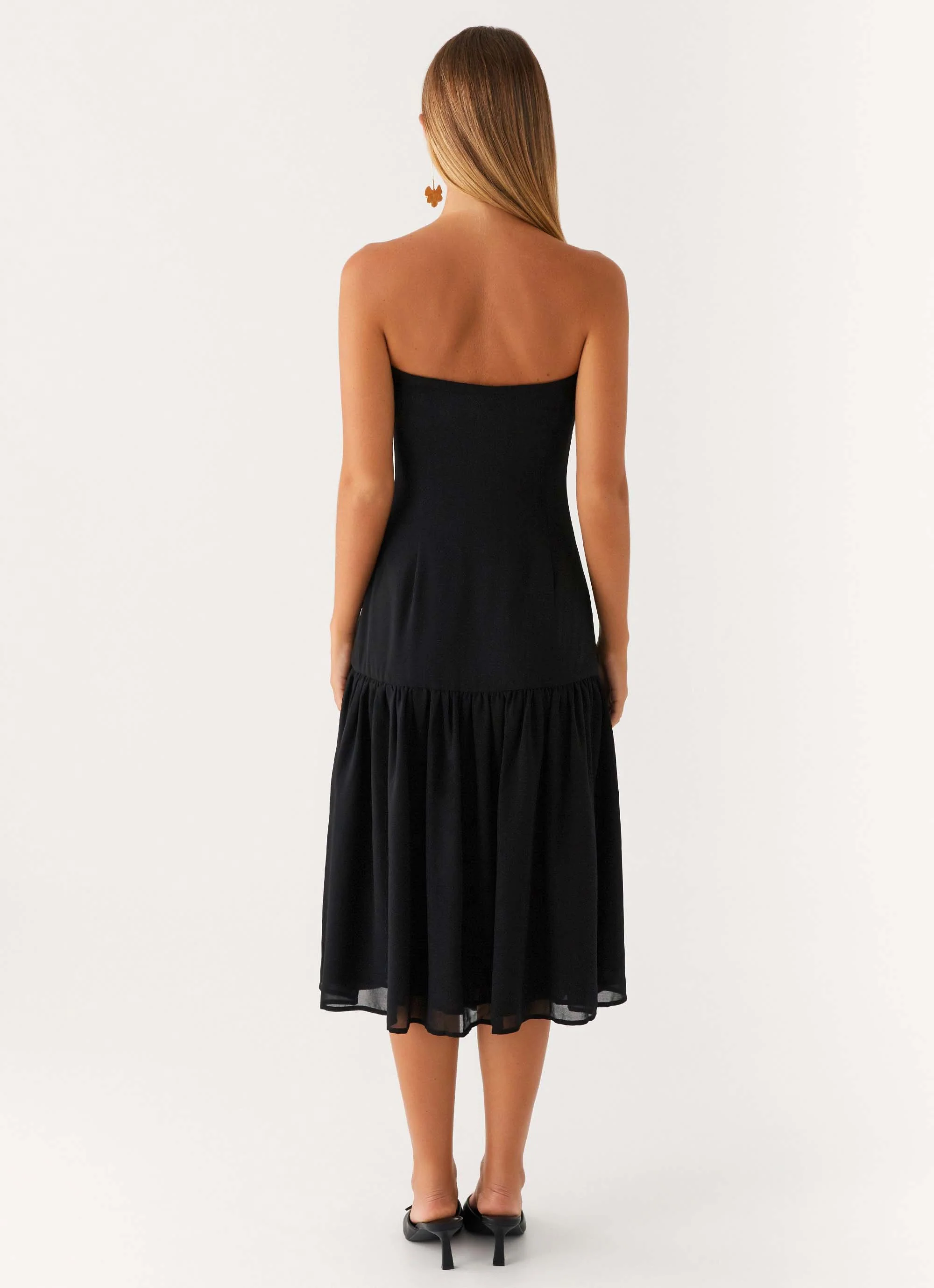 Imagination Strapless Midi Dress - Black - Image 4