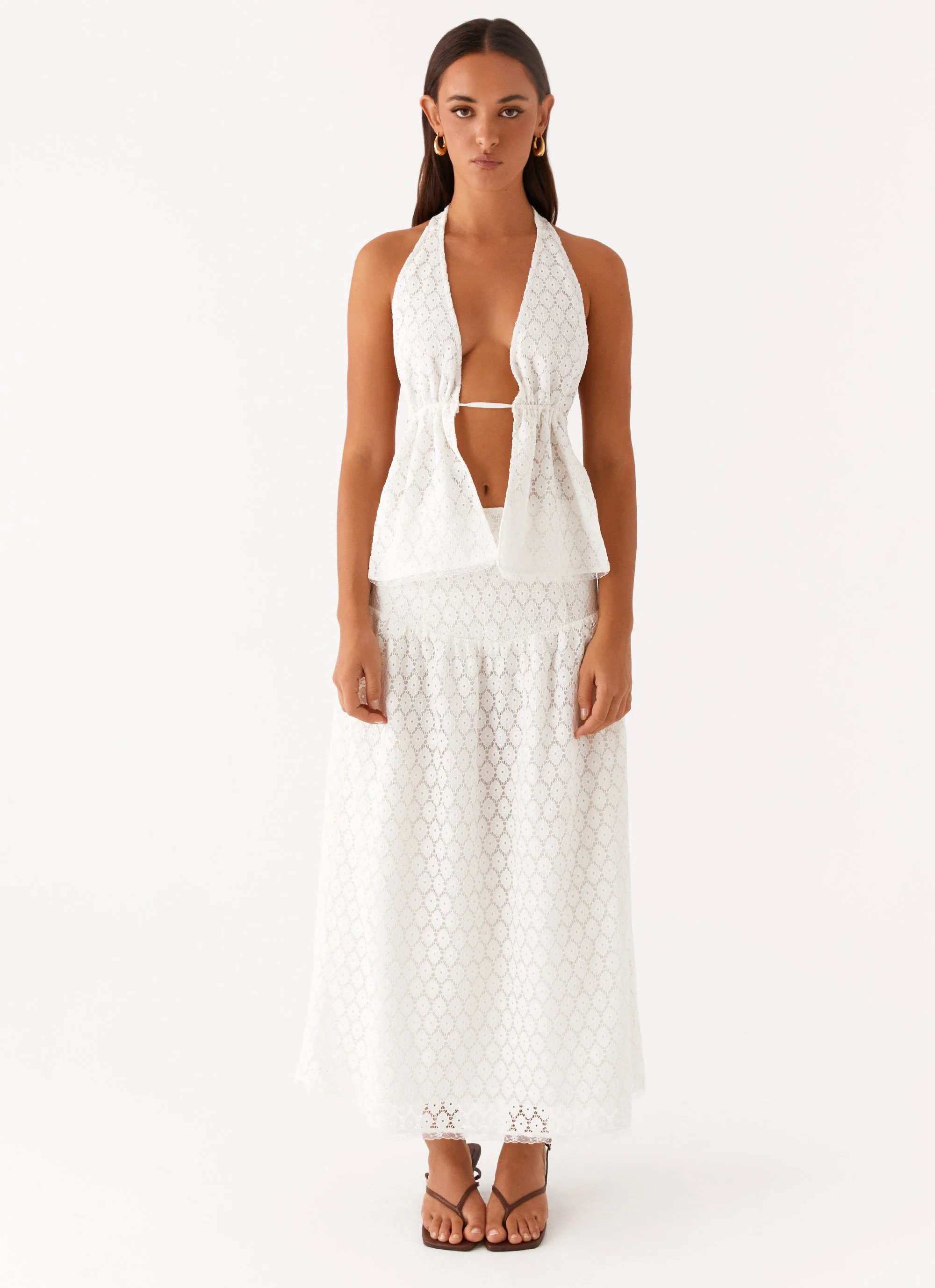 Indiana Halter Tie Top - White - Image 6