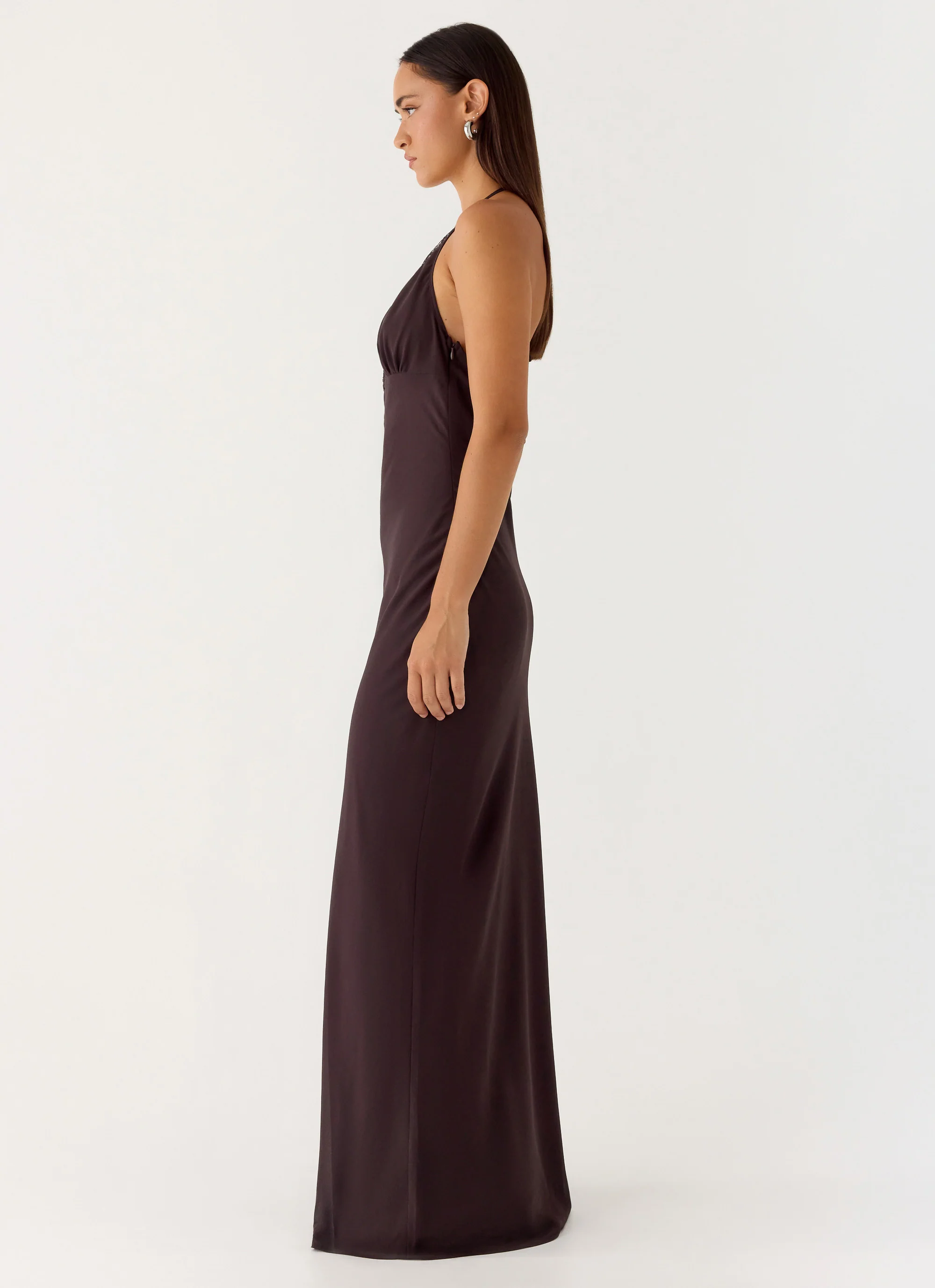 Indya Halter Maxi Dress - Chocolate - Image 2