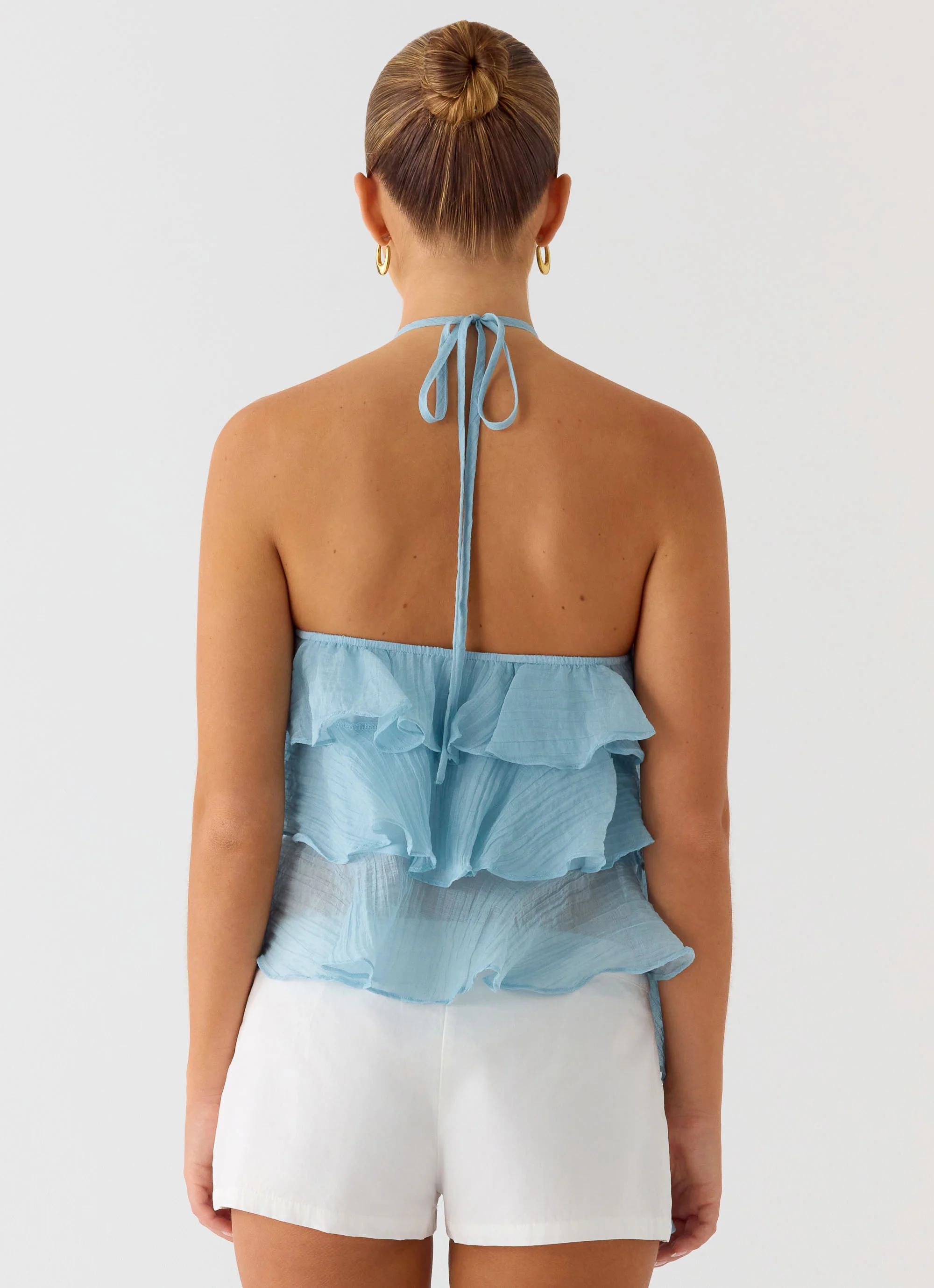 Inna Frill Halter Top - Aqua - Image 3