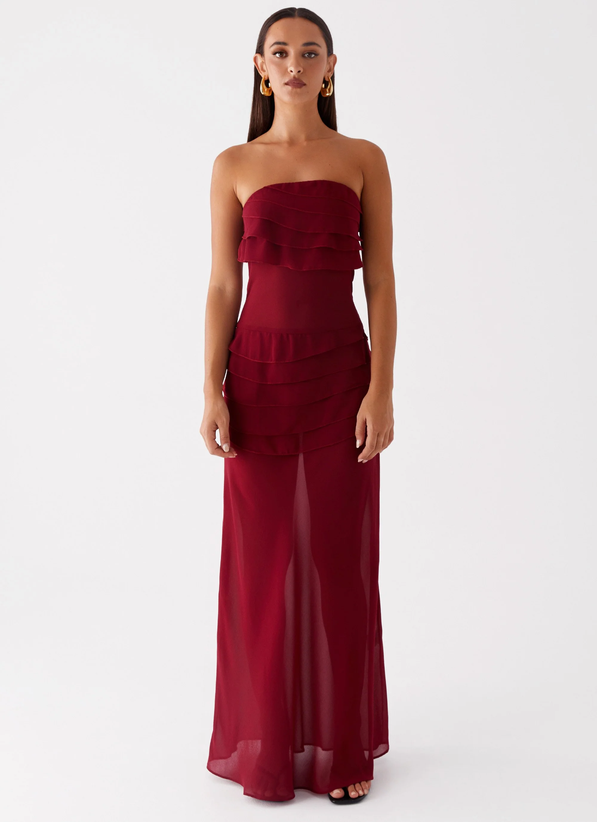 Into The Night Maxi Dress - Cherry Red - Image 3