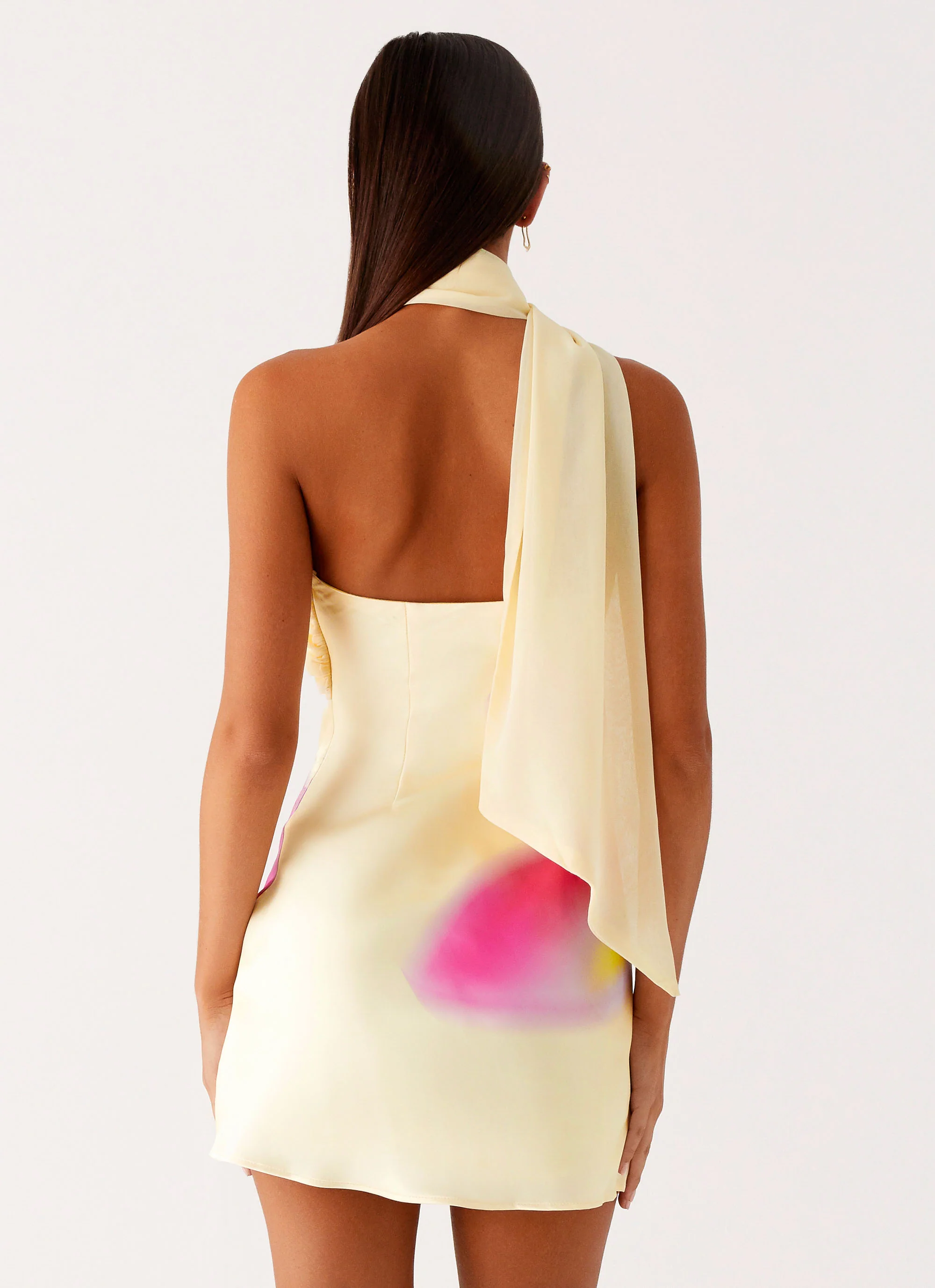 Isa Scarf Satin Mini Dress - Frangipani Yellow - Image 4
