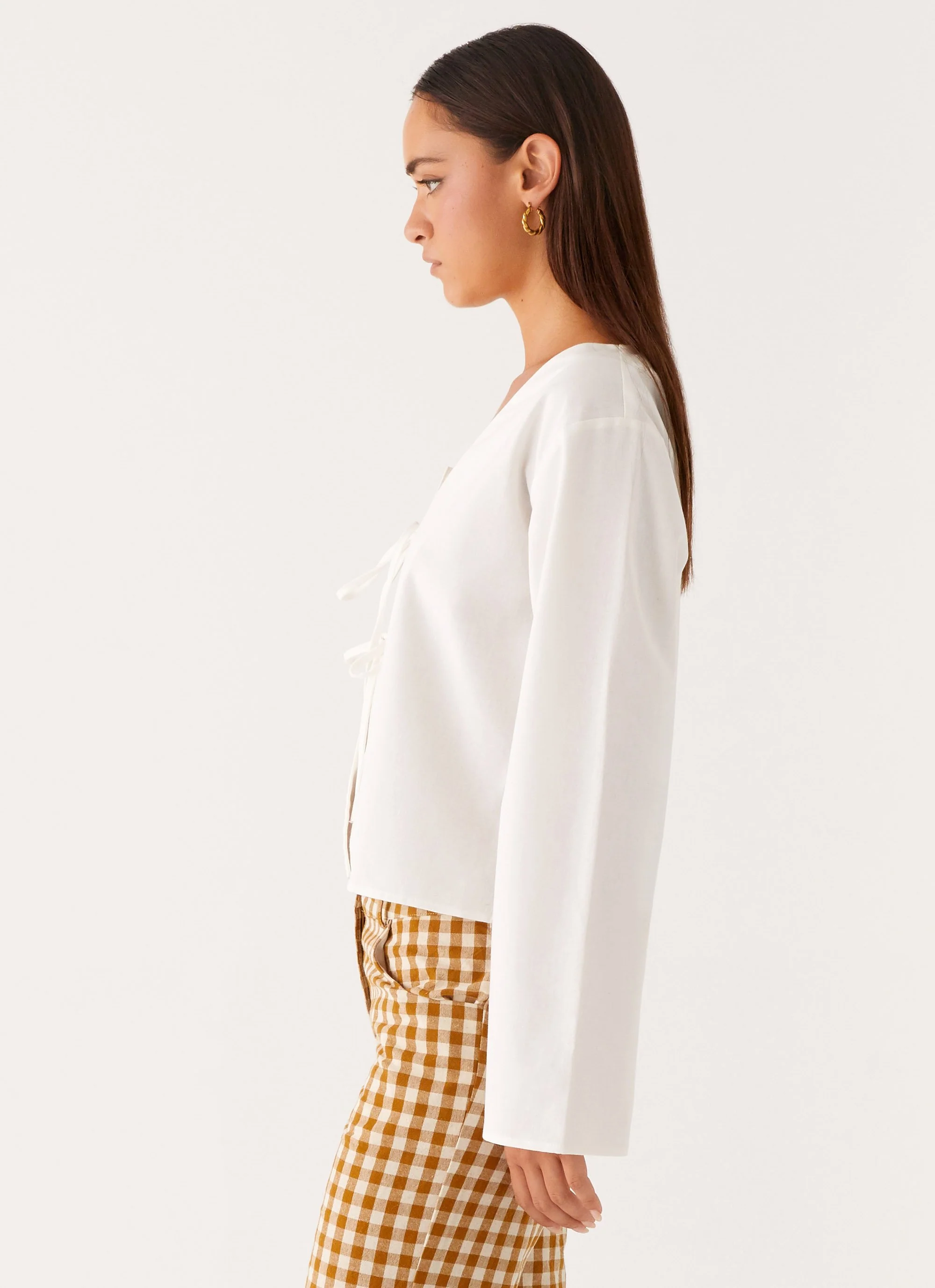 Isabelle Tie Front Top - White - Image 3