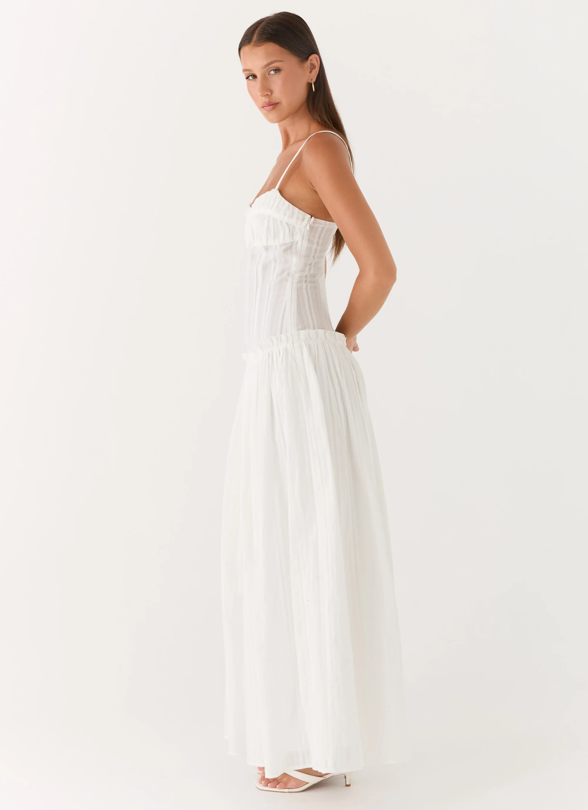 Jacinda Drop Waist Maxi Dress - Ivory - Image 4