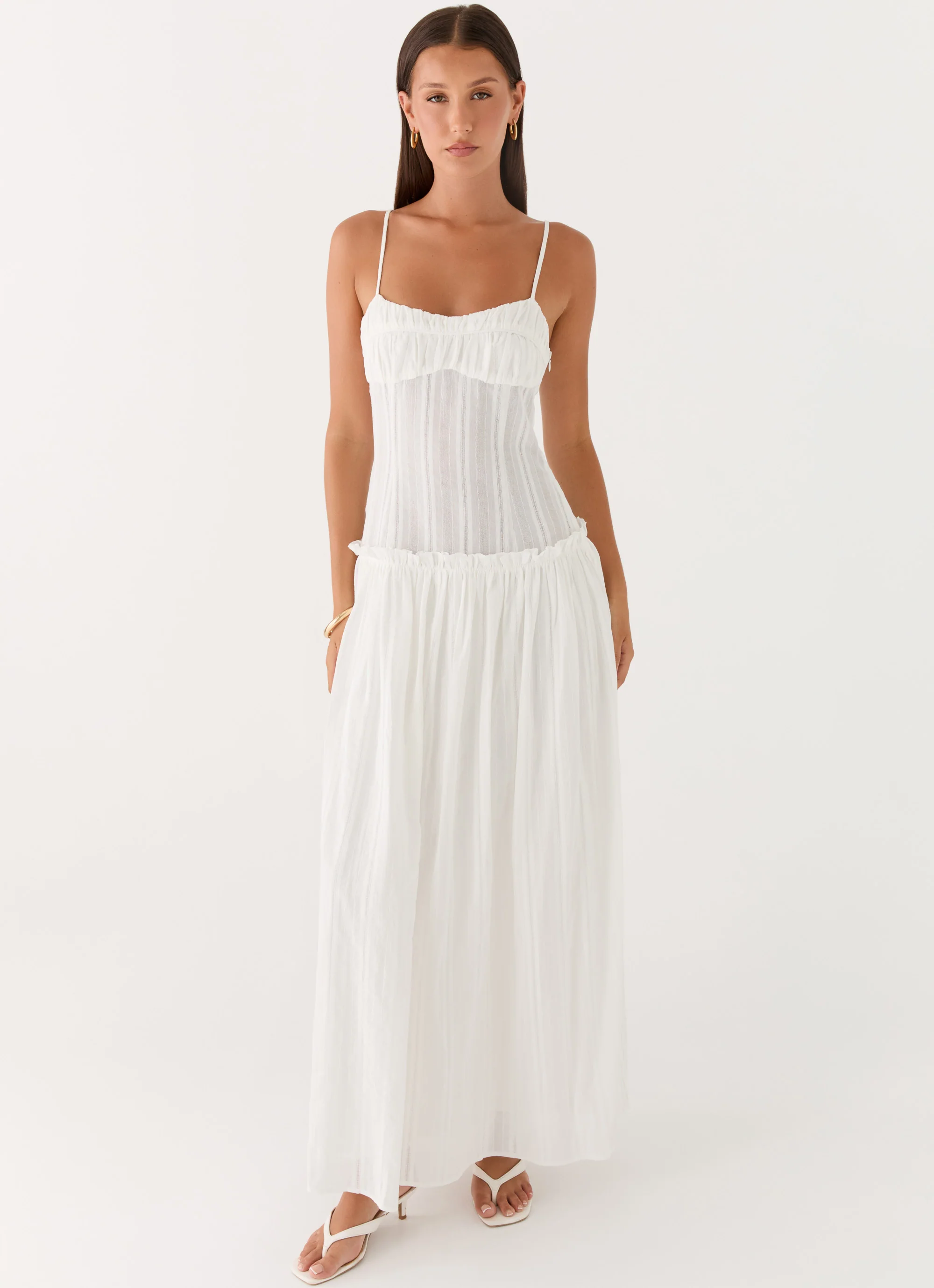 Jacinda Drop Waist Maxi Dress - Ivory - Image 5