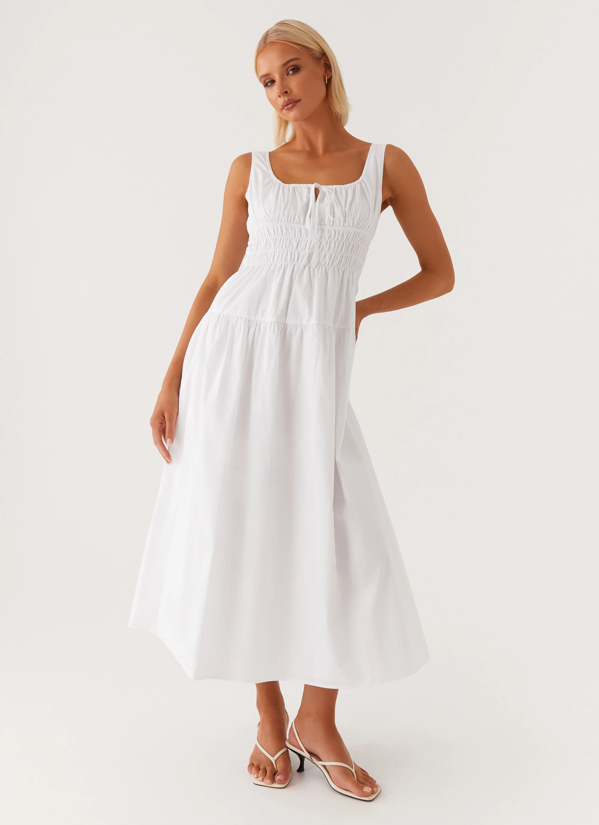 Jacintha Midi Dress - White - Image 3