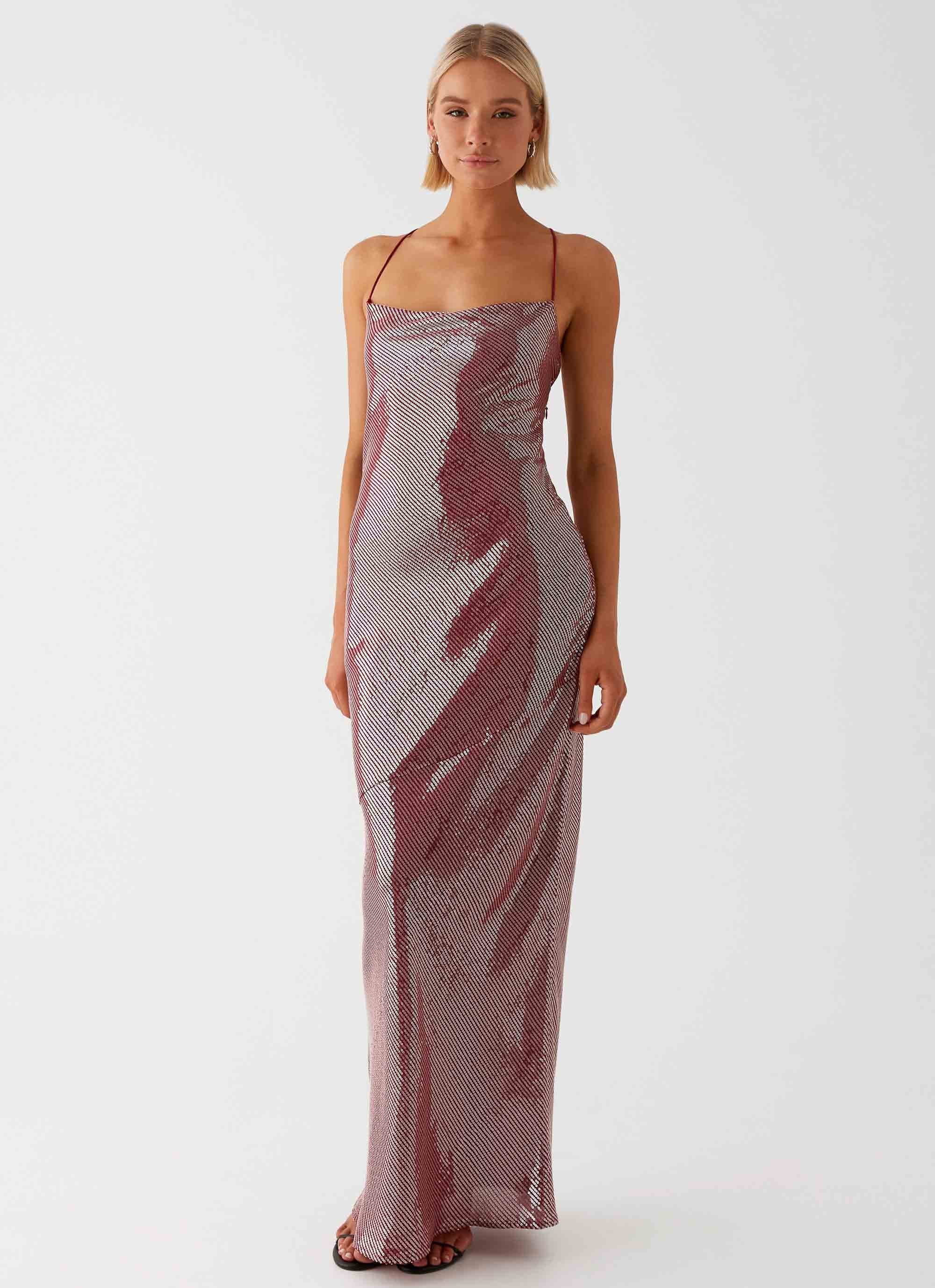 Jada Sequin Maxi Dress - Red - Image 8