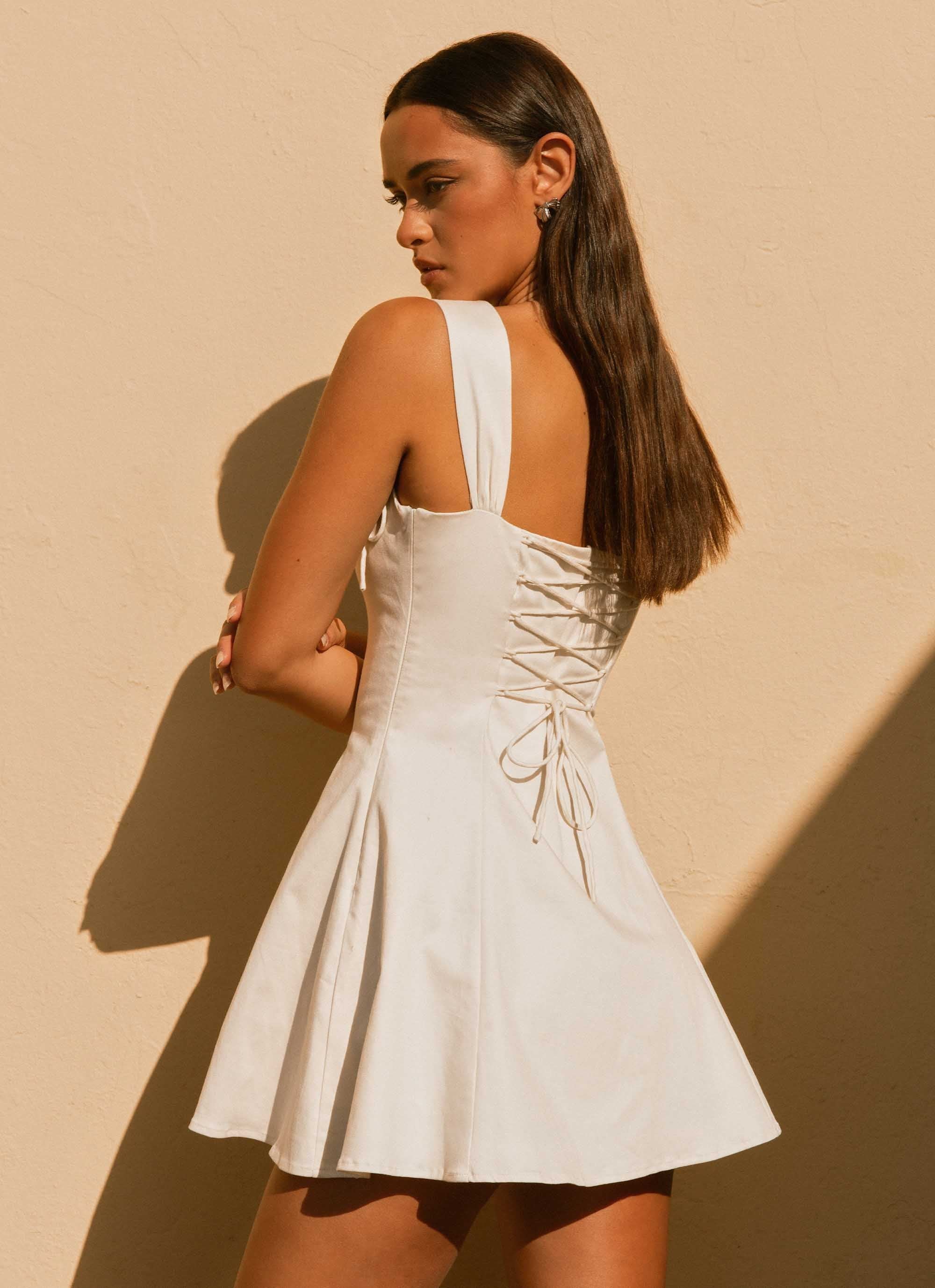 Jamaya Tie Mini Dress - Ivory - Image 2