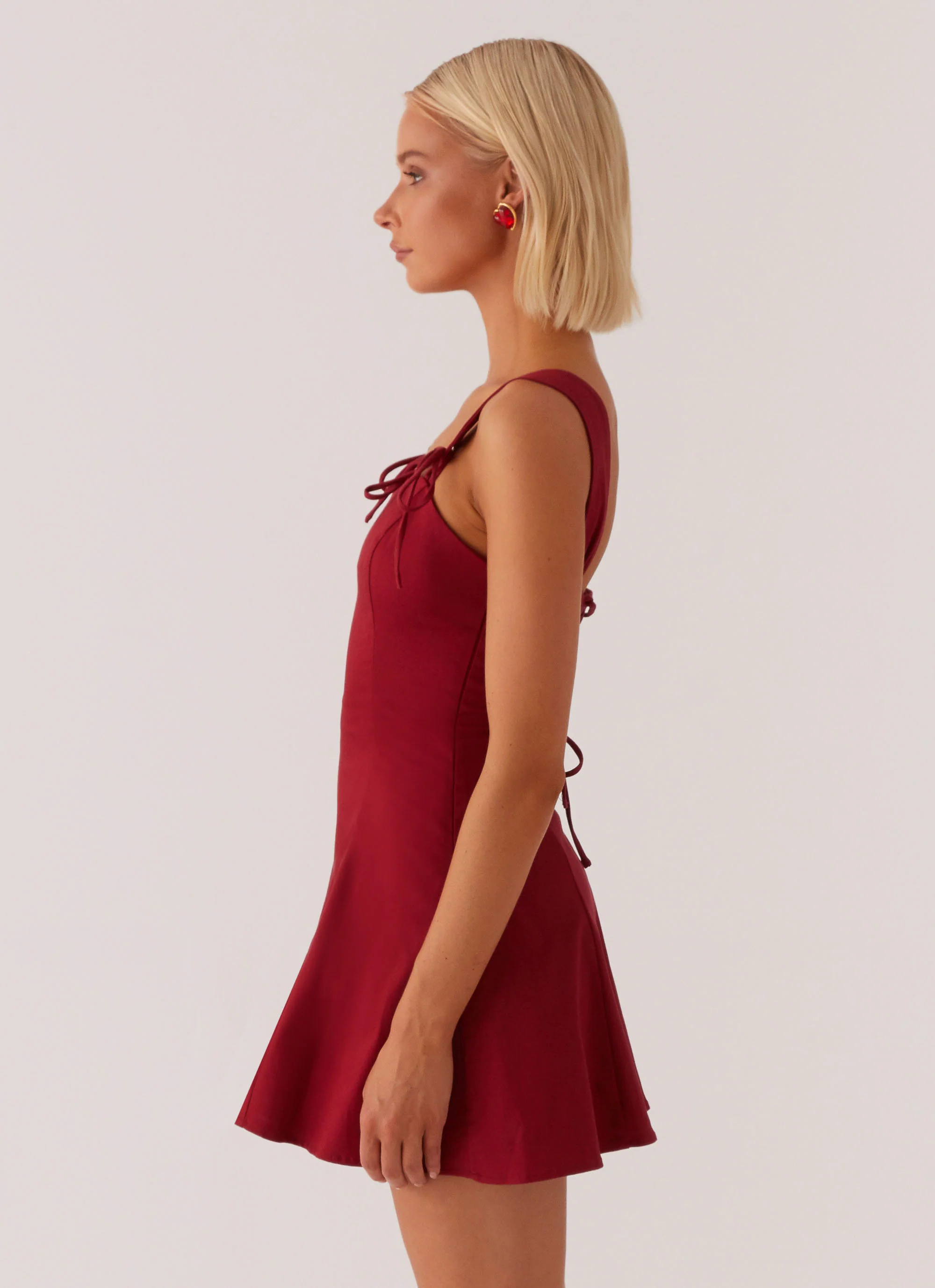 Jamaya Tie Mini Dress - Red - Image 4