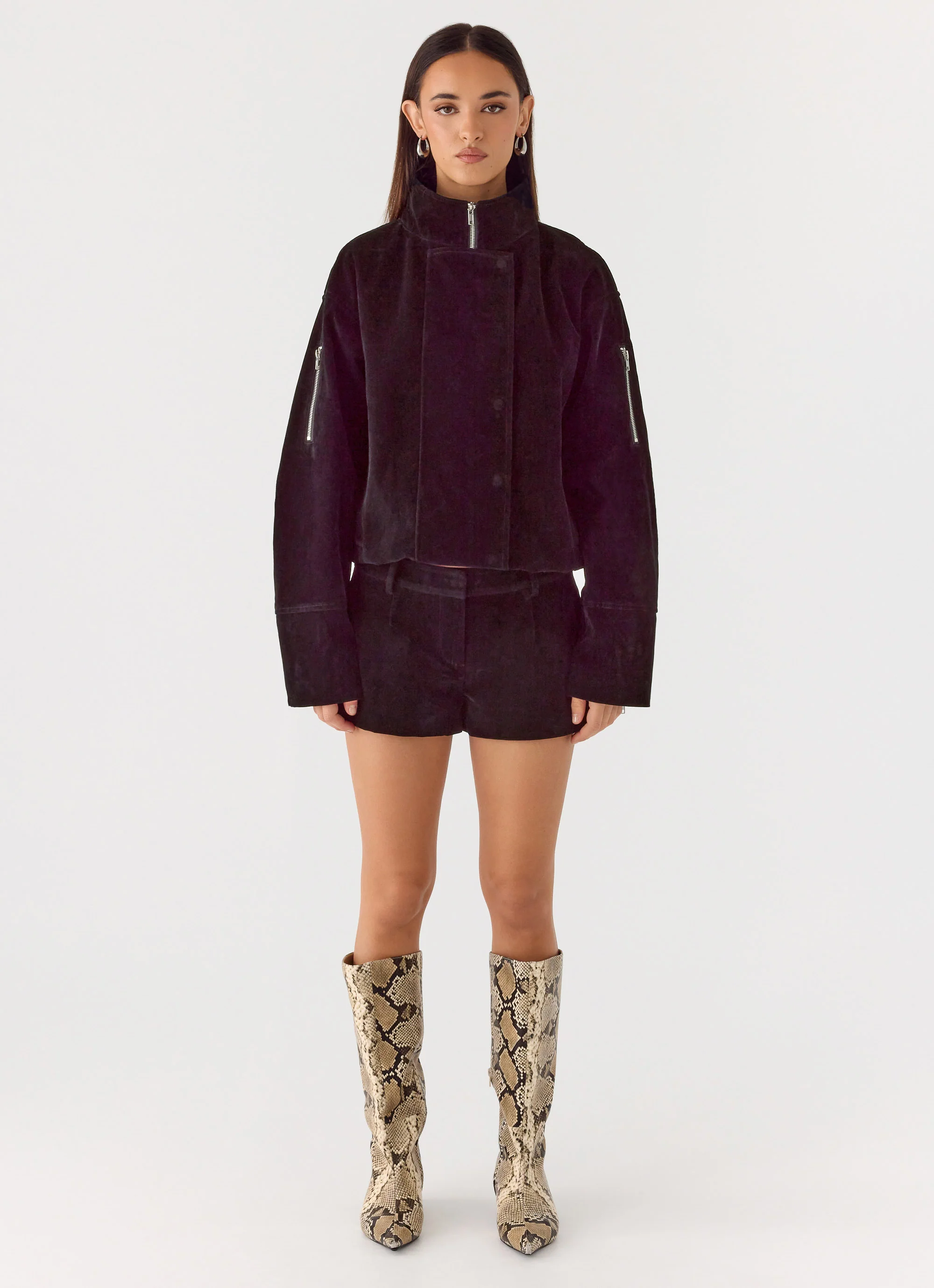 Jeremy Faux Suede Shorts - Black - Image 2