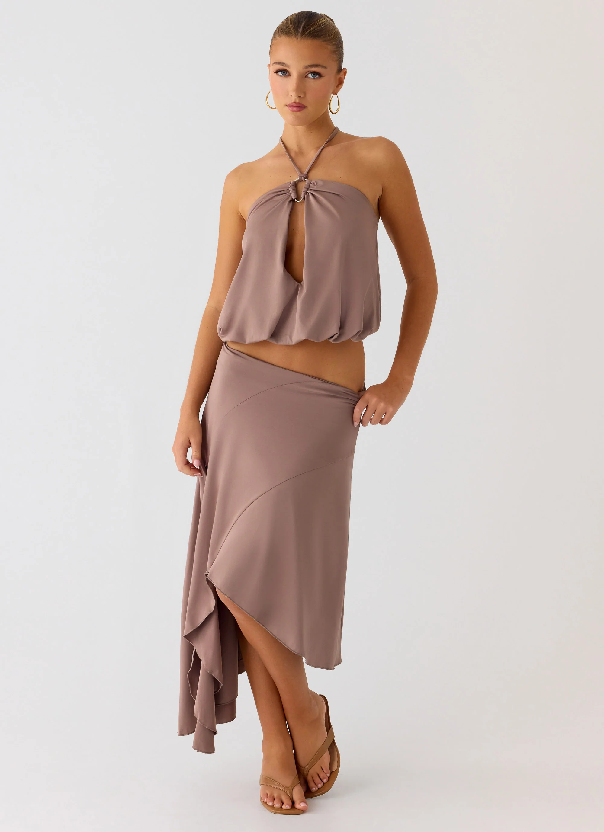 Jisoo Asymmetric Midi Skirt - Desert Taupe - Image 5