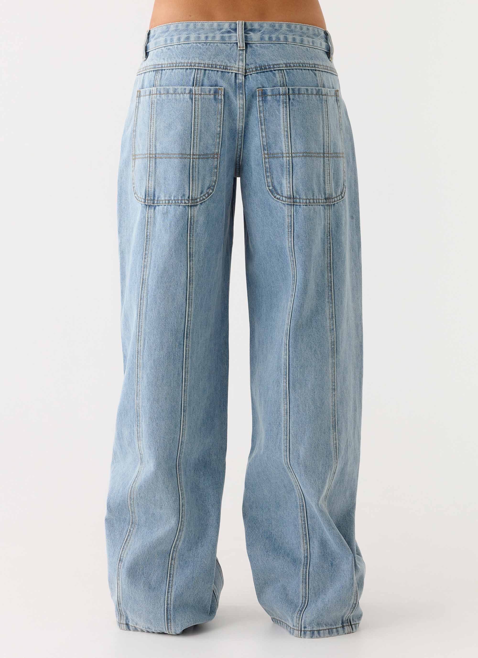 Johnny Low Rise Wide Leg Denim Jeans - Light Blue Wash - Image 4