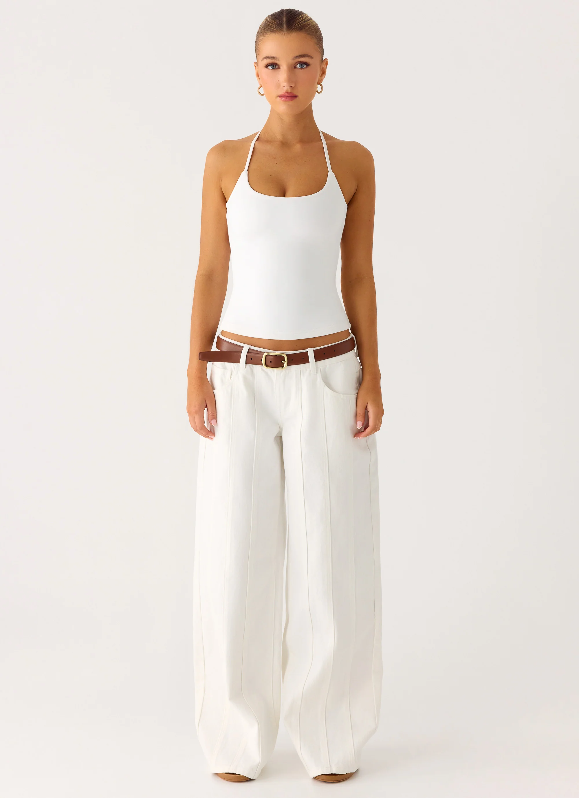 Johnny Low Rise Wide Leg Denim Jeans - White
