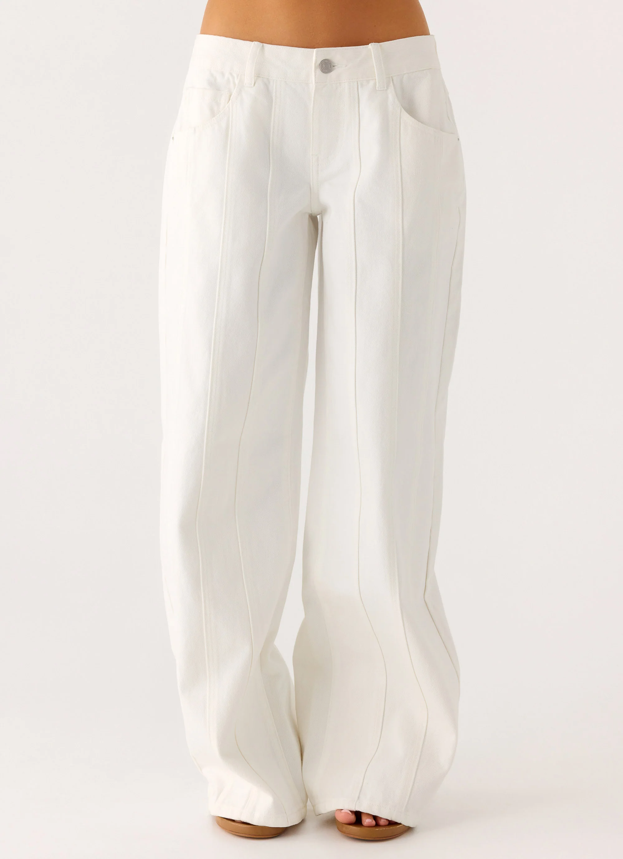 Johnny Low Rise Wide Leg Denim Jeans - White - Image 5