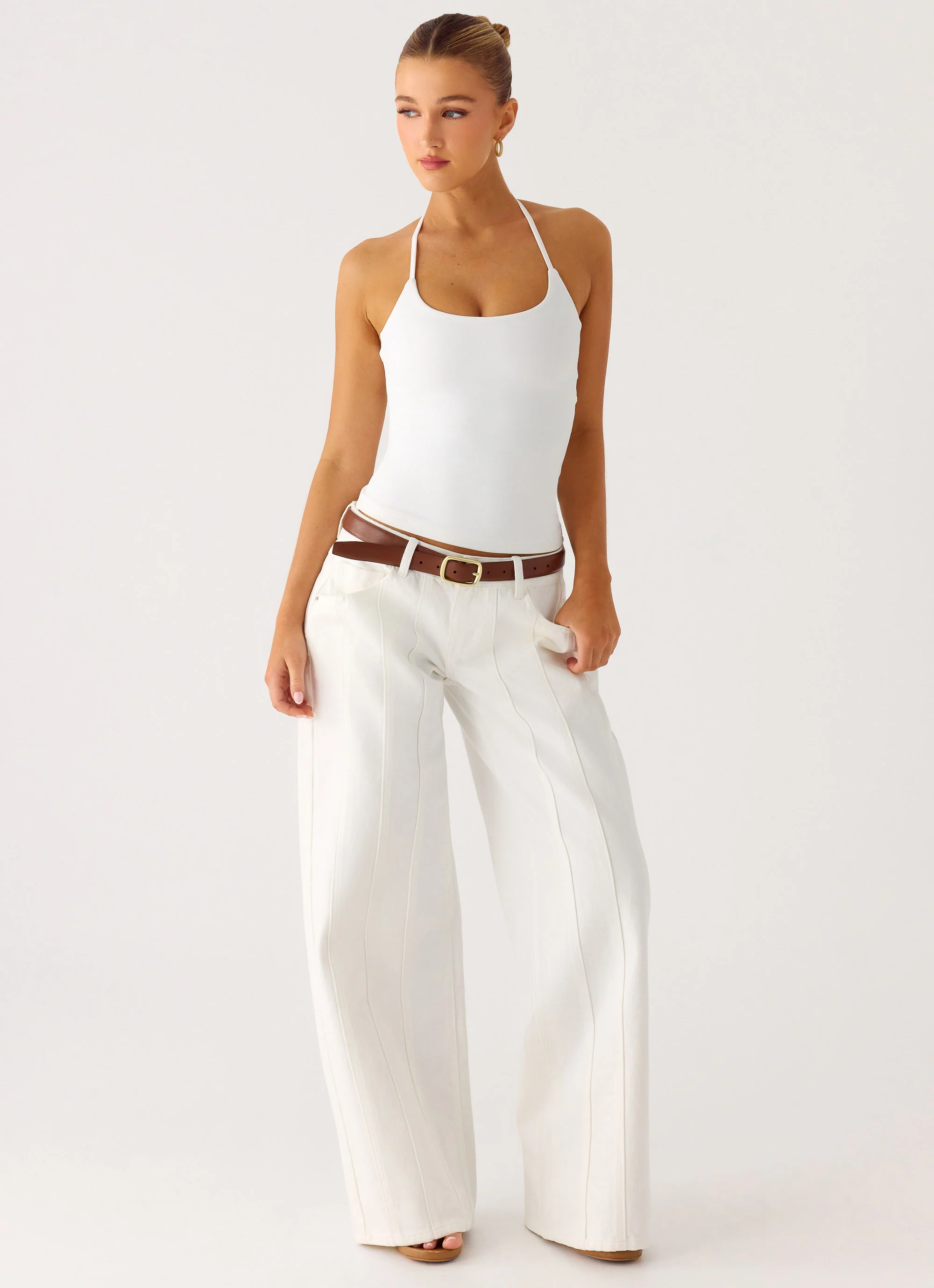Johnny Low Rise Wide Leg Denim Jeans - White - Image 6