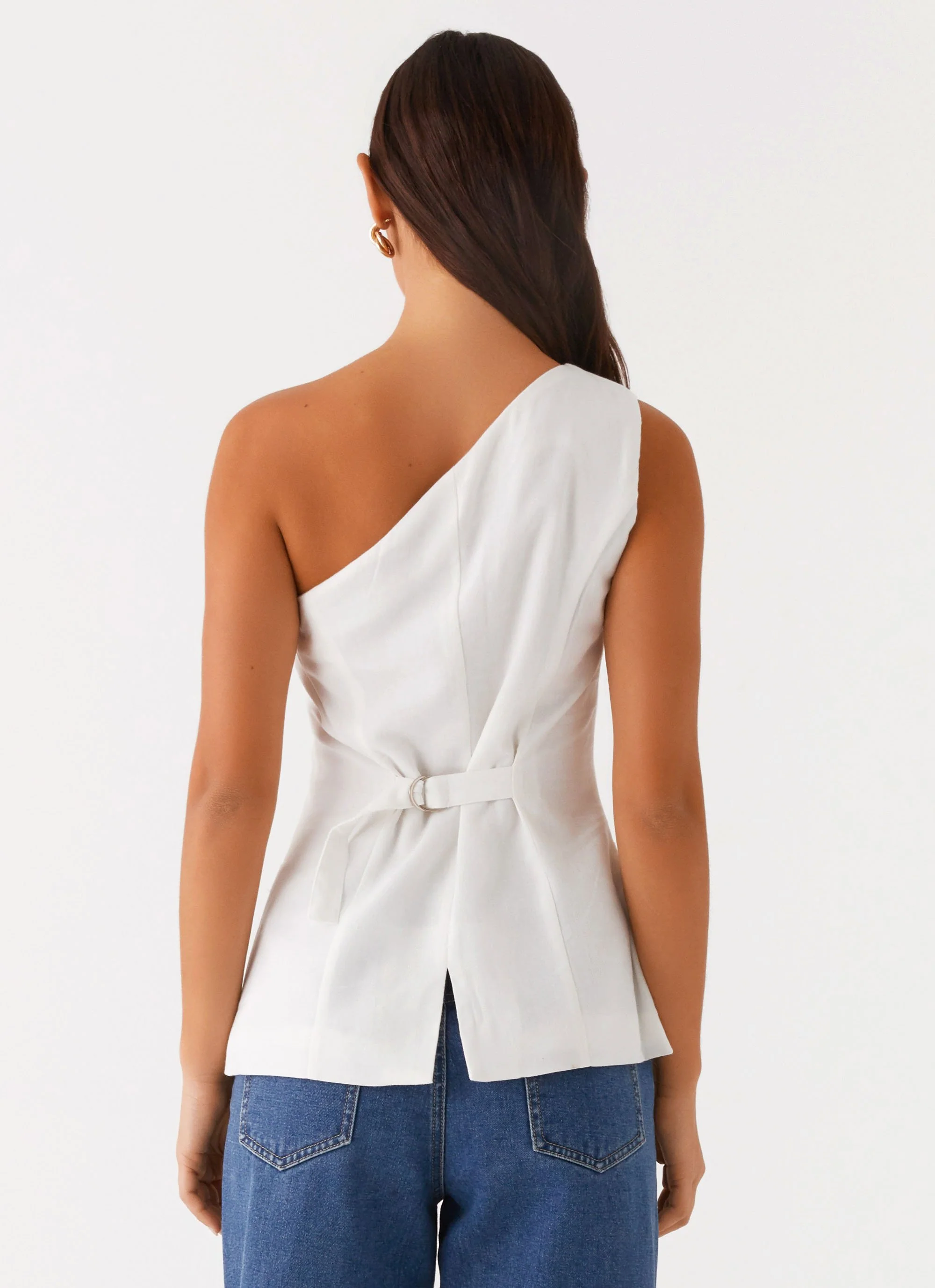 Jordy Linen Pocket Vest - White - Image 4