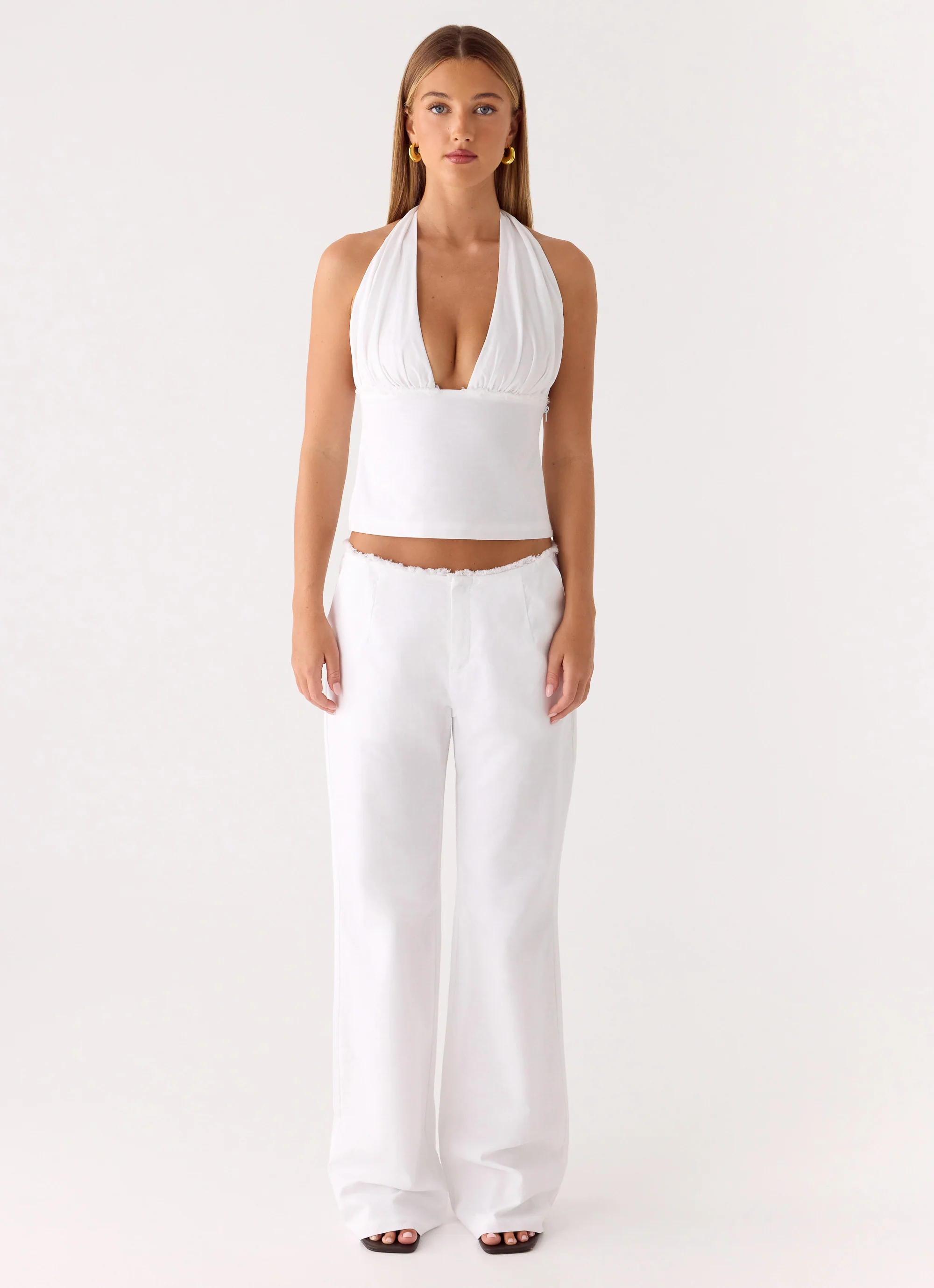 Josephina Linen Halter Top - White - Image 4