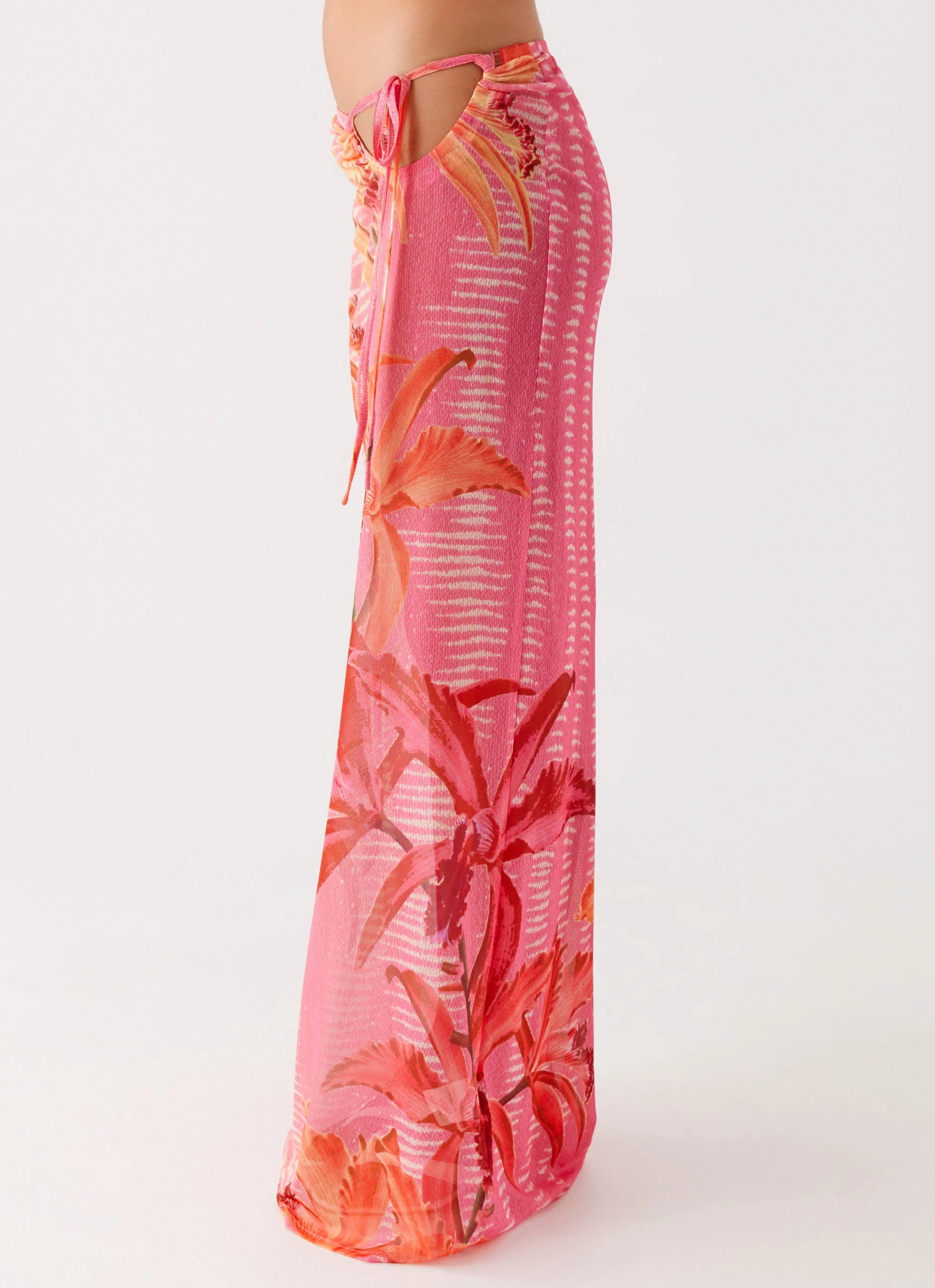 Jovani Maxi Skirt - Tropical Pink Print - Image 4