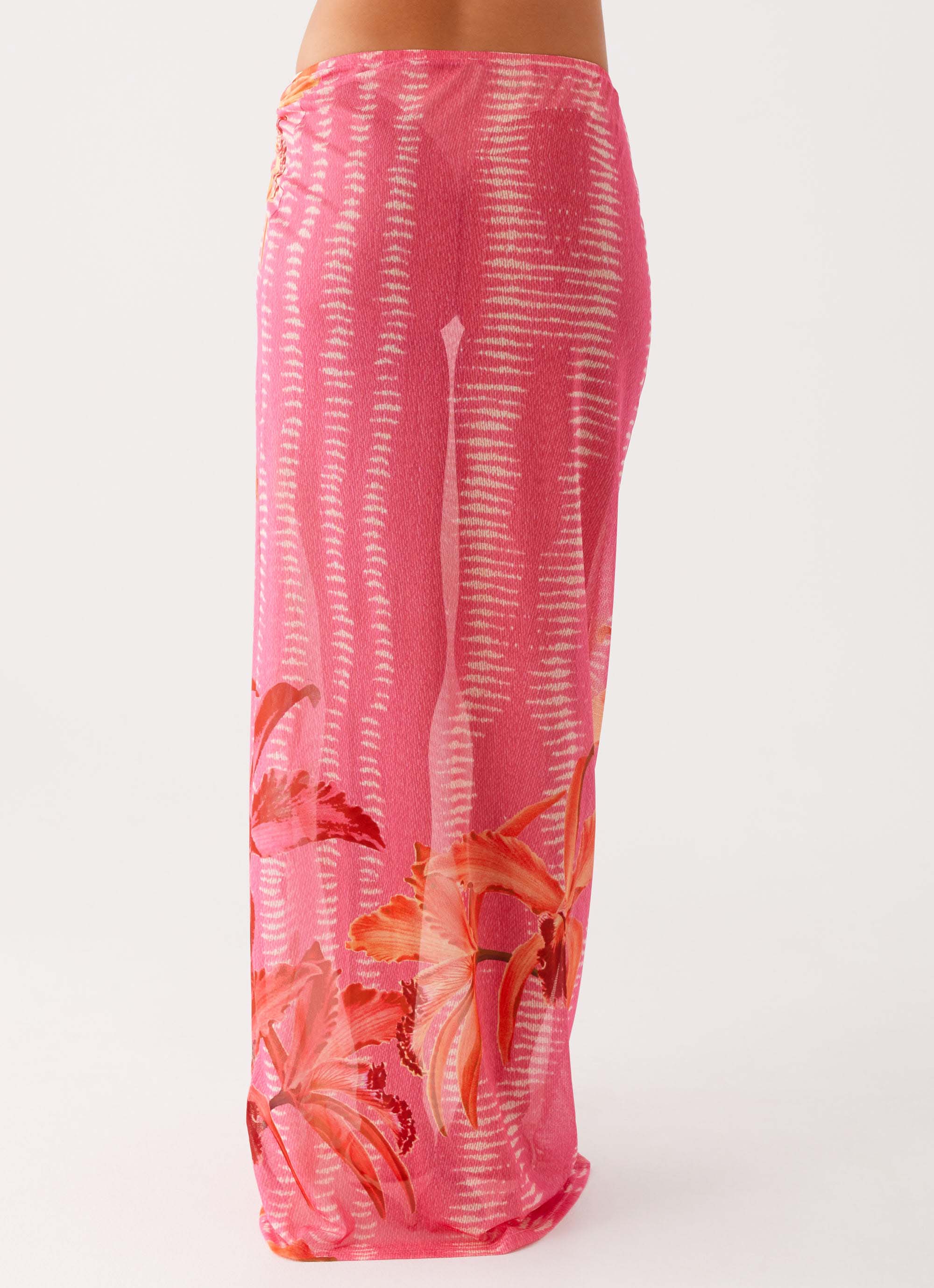 Jovani Maxi Skirt - Tropical Pink Print - Image 5