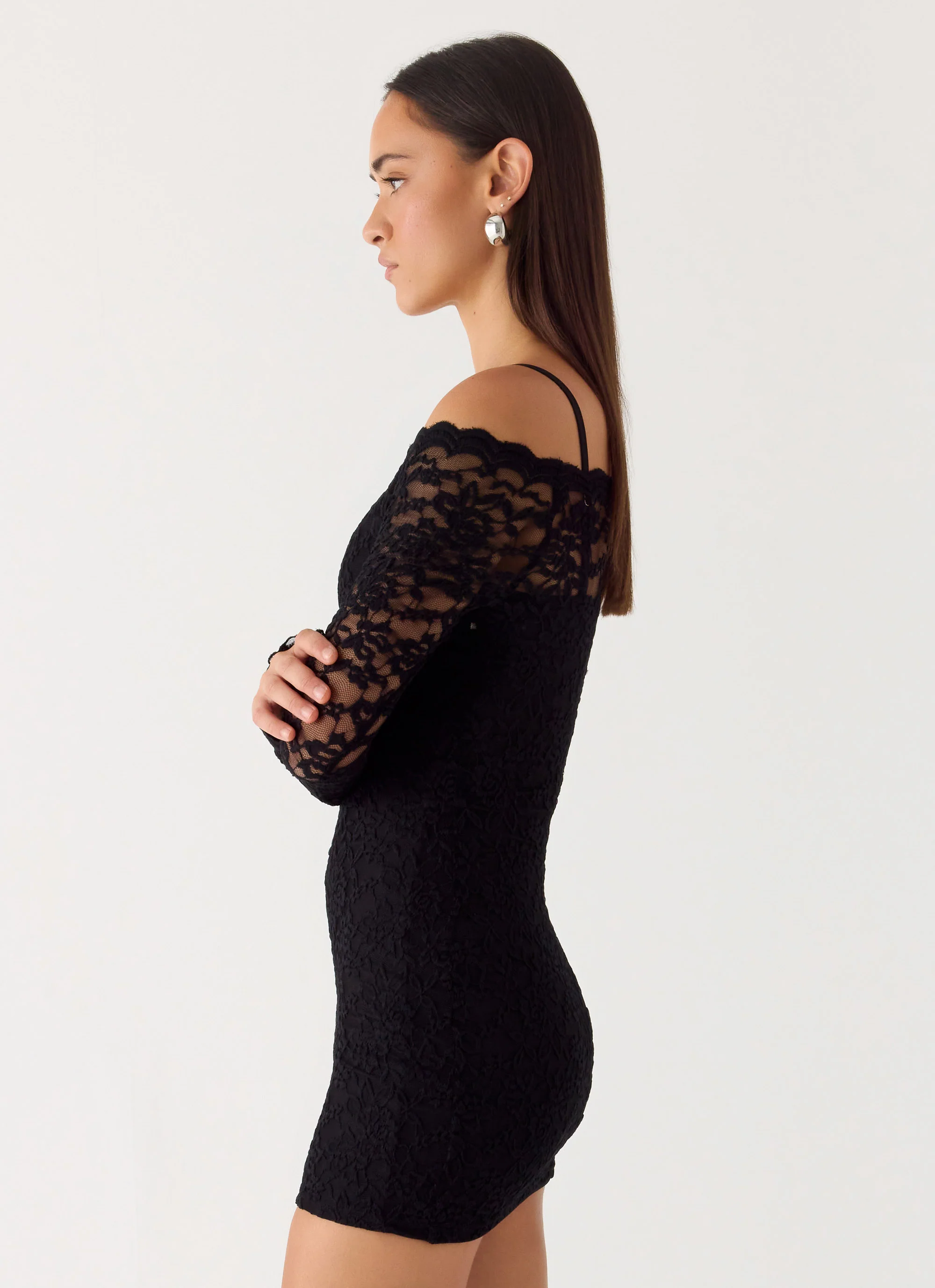 Just This Once Lace Mini Dress - Black - Image 3