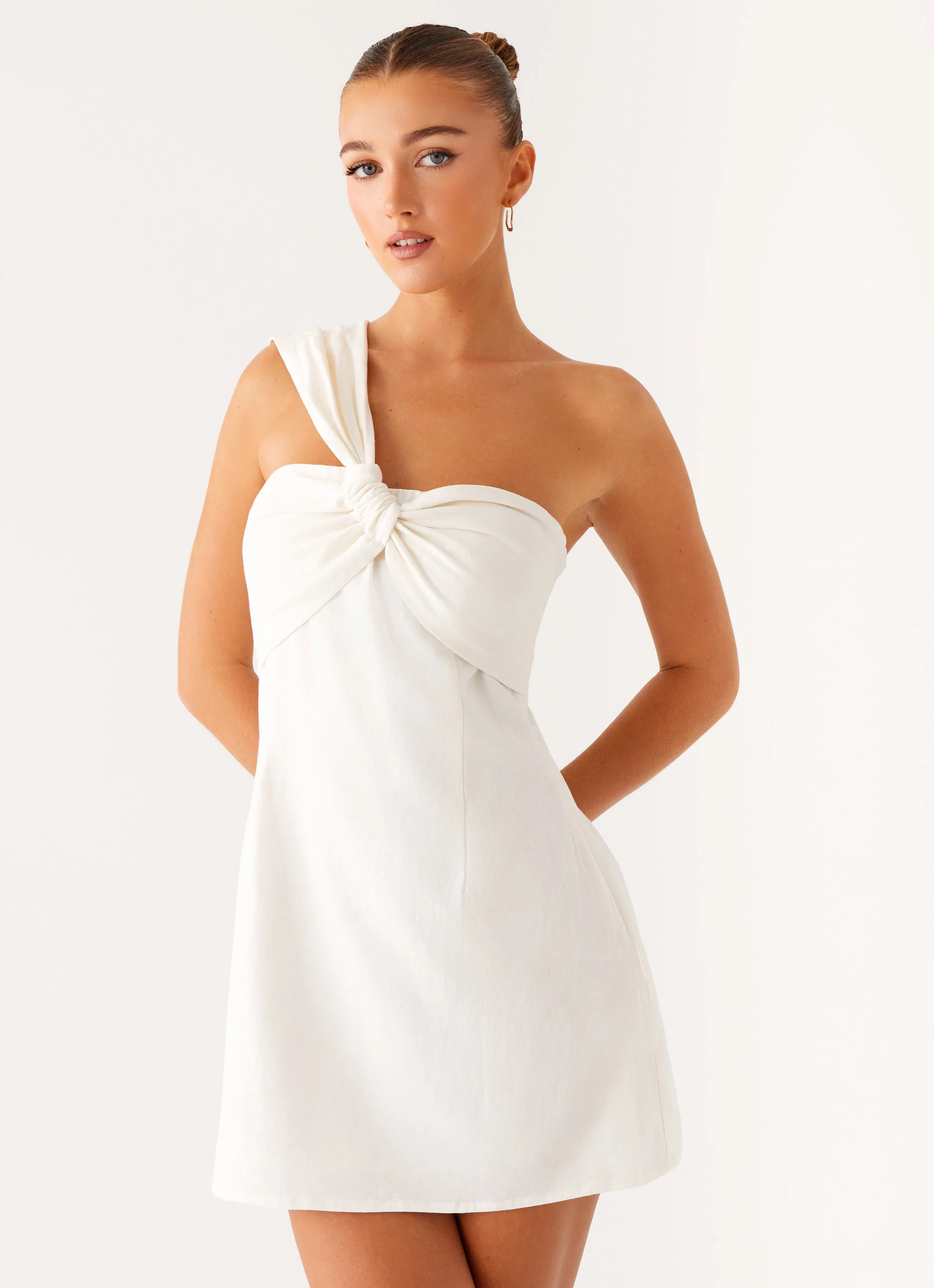 Kameron Linen Mini Dress - White - Image 4