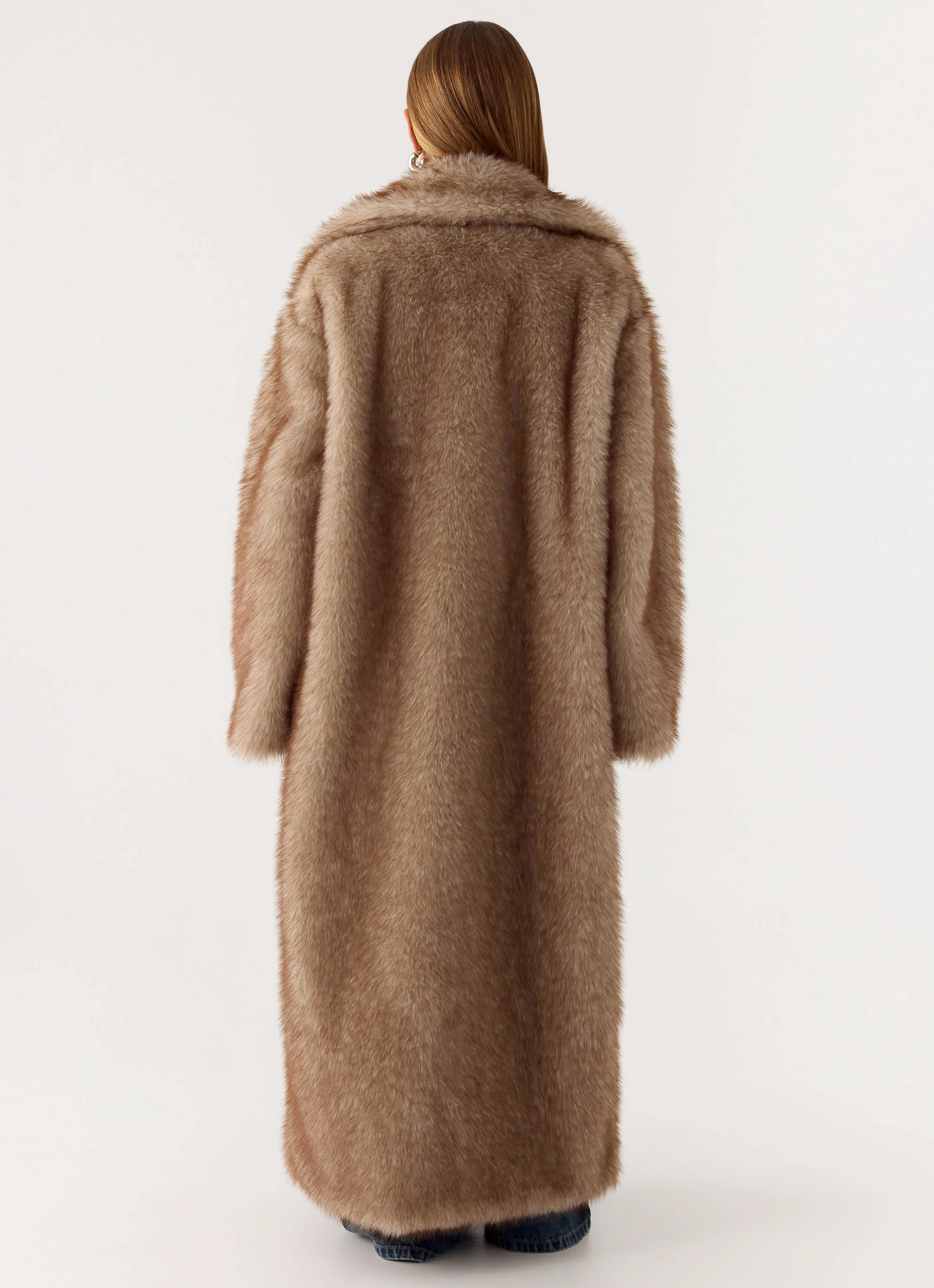 Kamil Faux Fur Maxi Coat - Tan Beige - Image 7