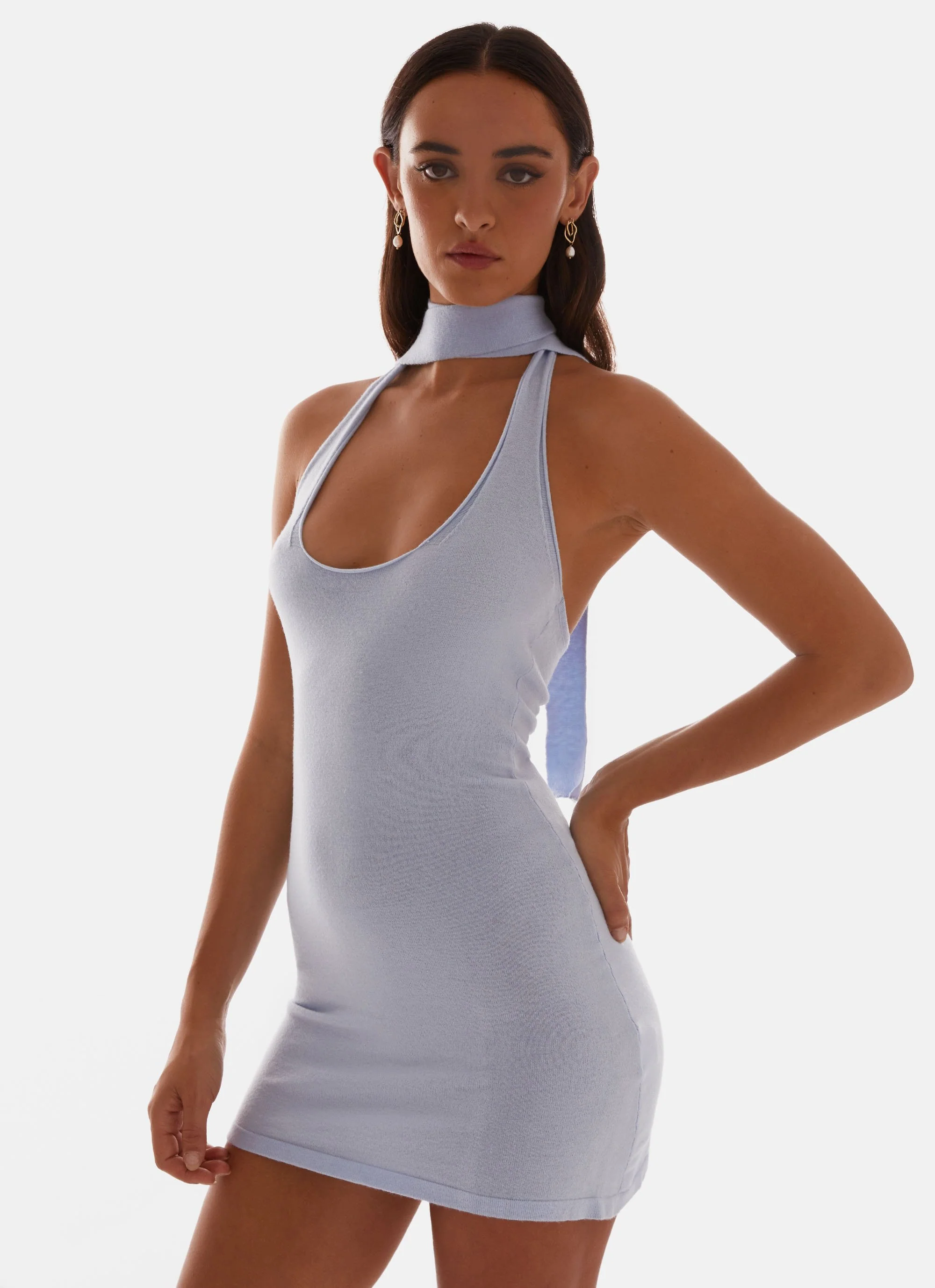 Katie Knit Mini Dress - Blue - Image 6