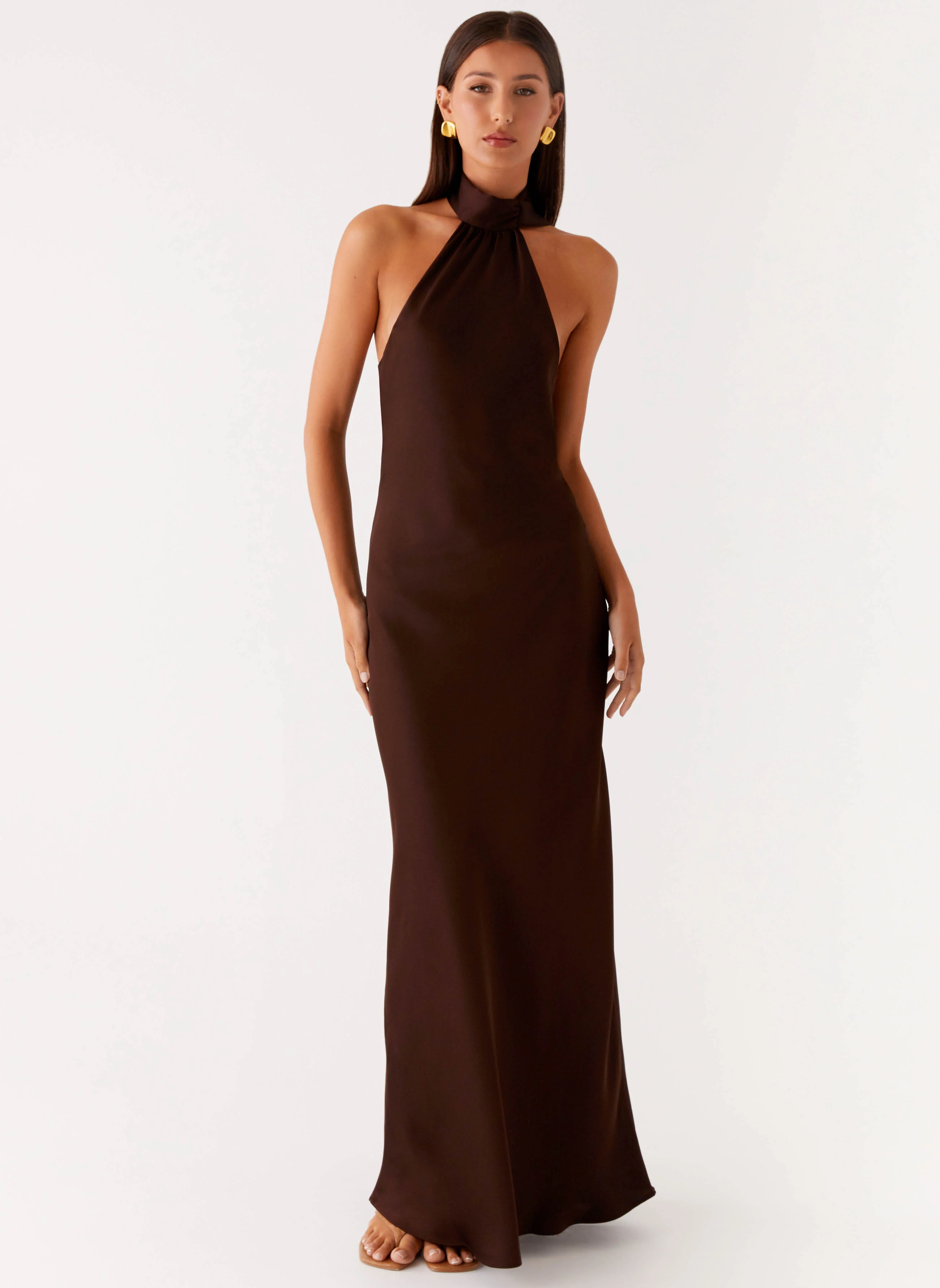 Keena Scarf Maxi Dress - Chocolate - Image 4