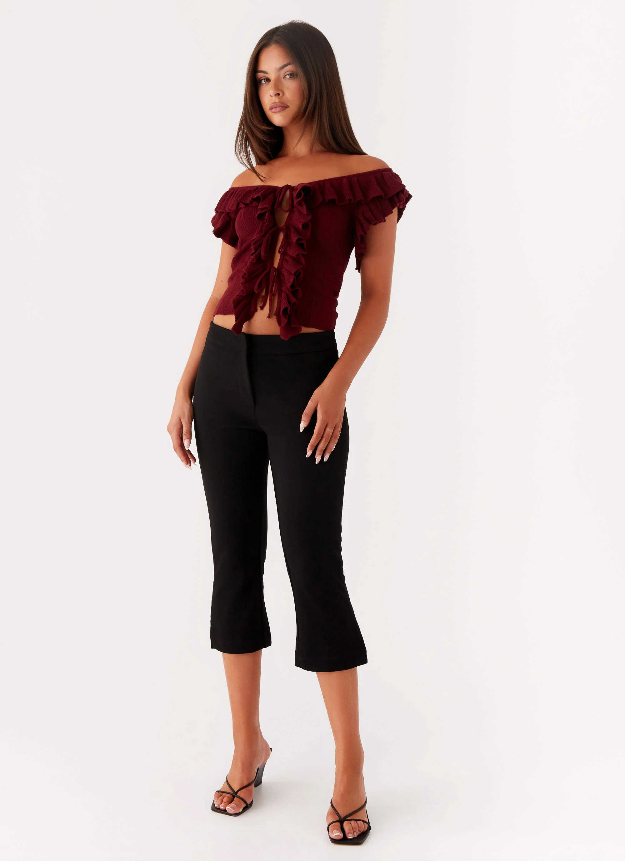 Keeta Frill Top - Burgundy - Image 4