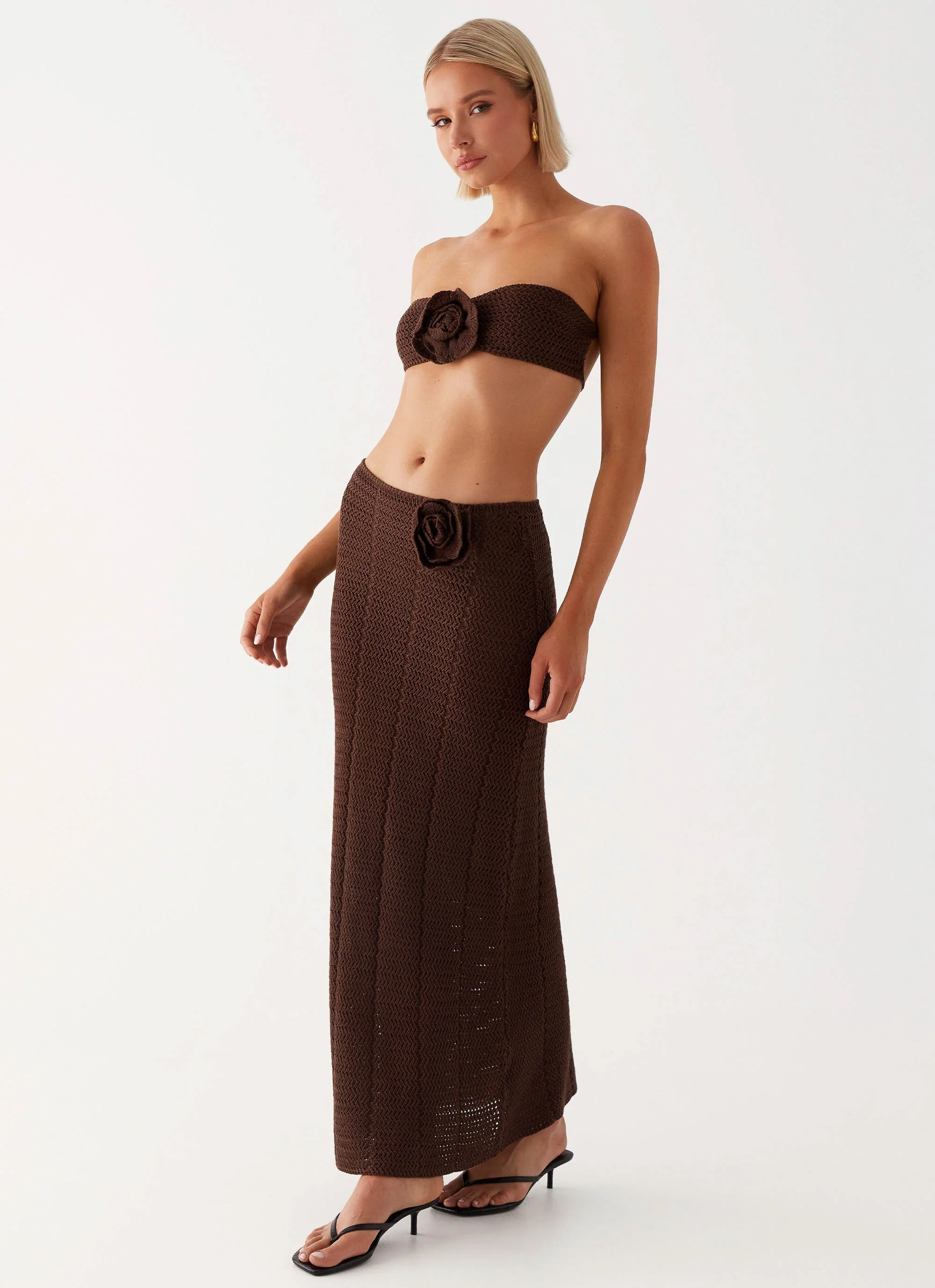 Kelcie Rose Crochet Bandeau Top - Chocolate - Image 6