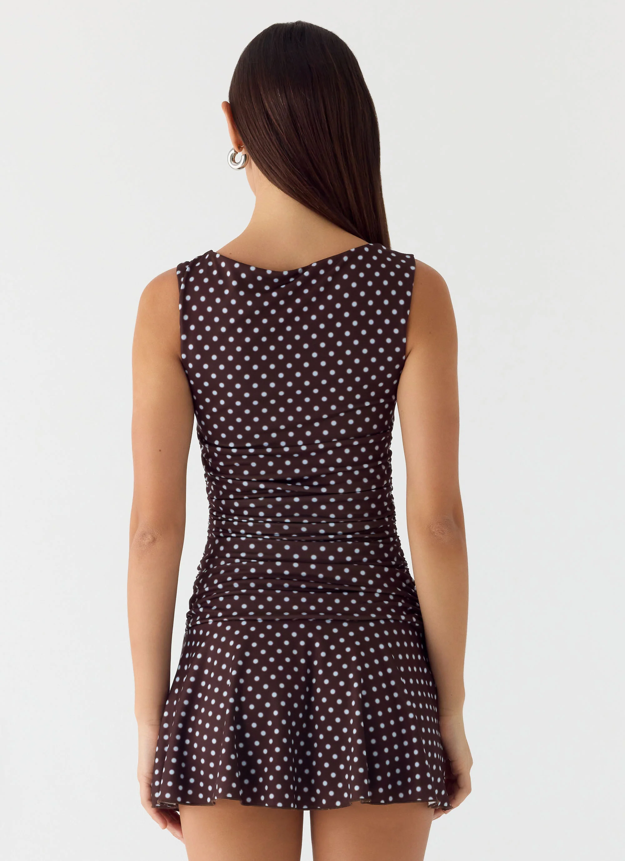 Kelda Mini Dress - Chocolate Blue Dot - Image 3