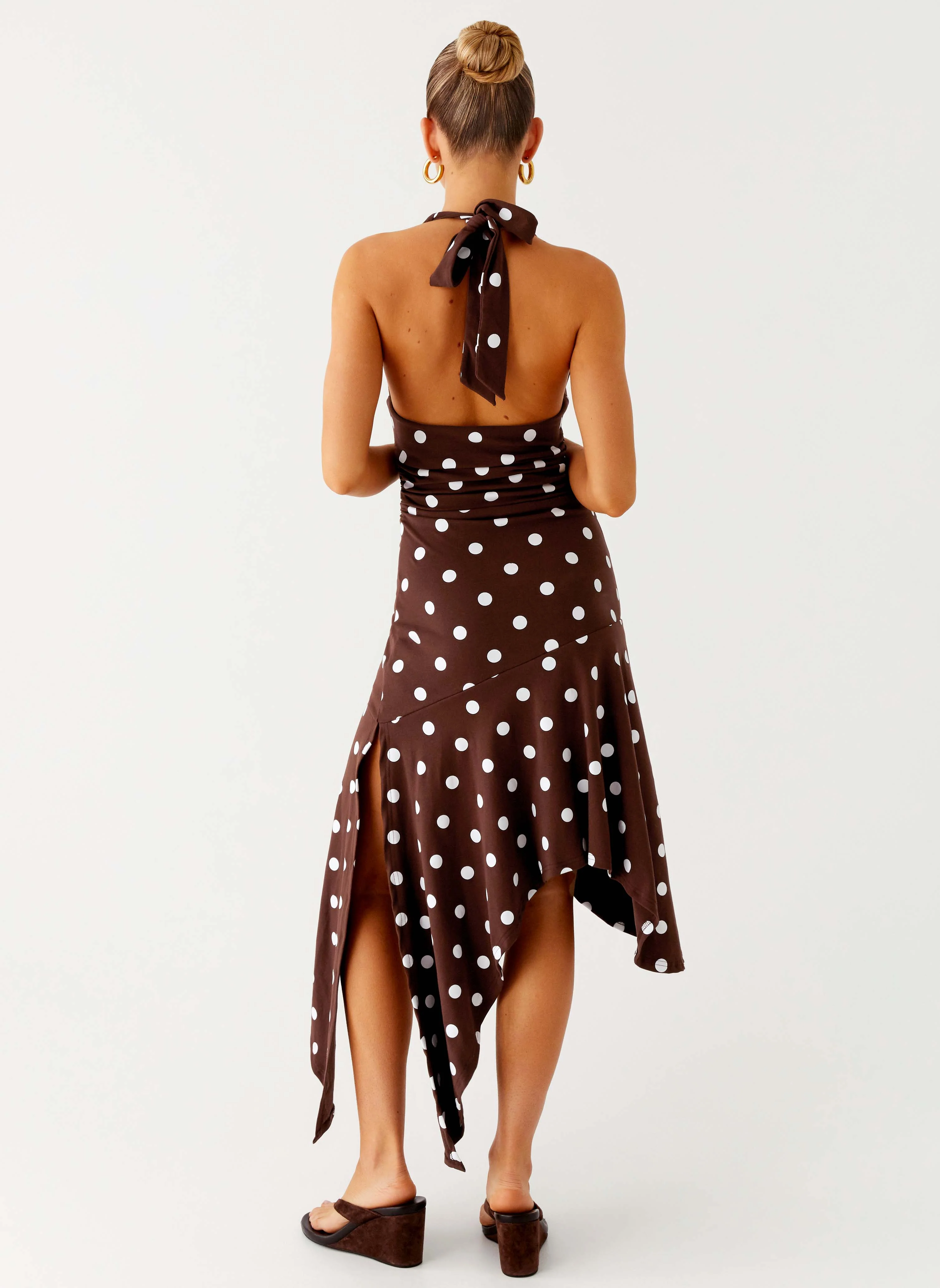 Keylani Halter Midi Dress - Chocolate - Image 4