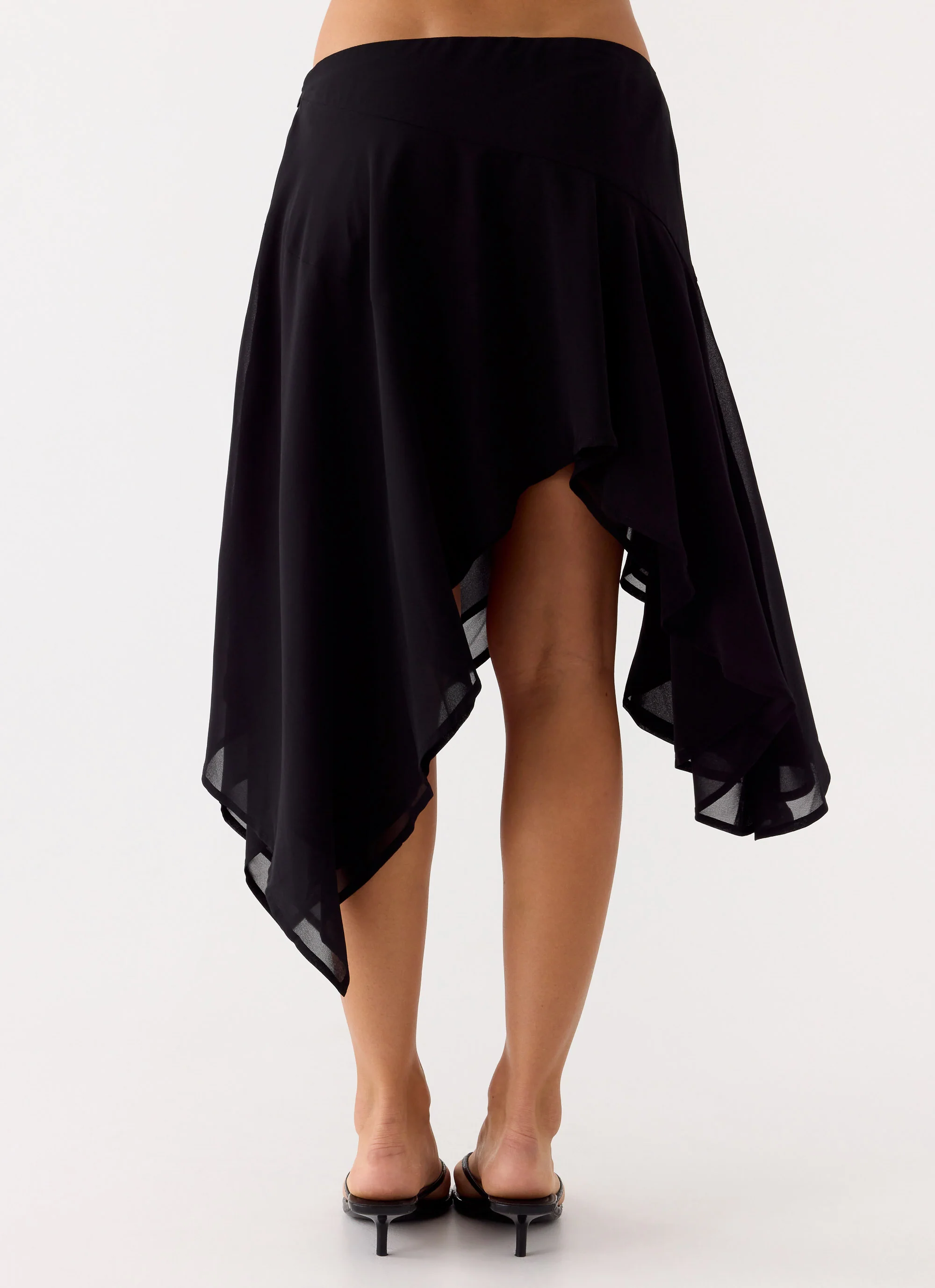 Kia Low Rise Asymmetrical Midi Skirt - Black - Image 4