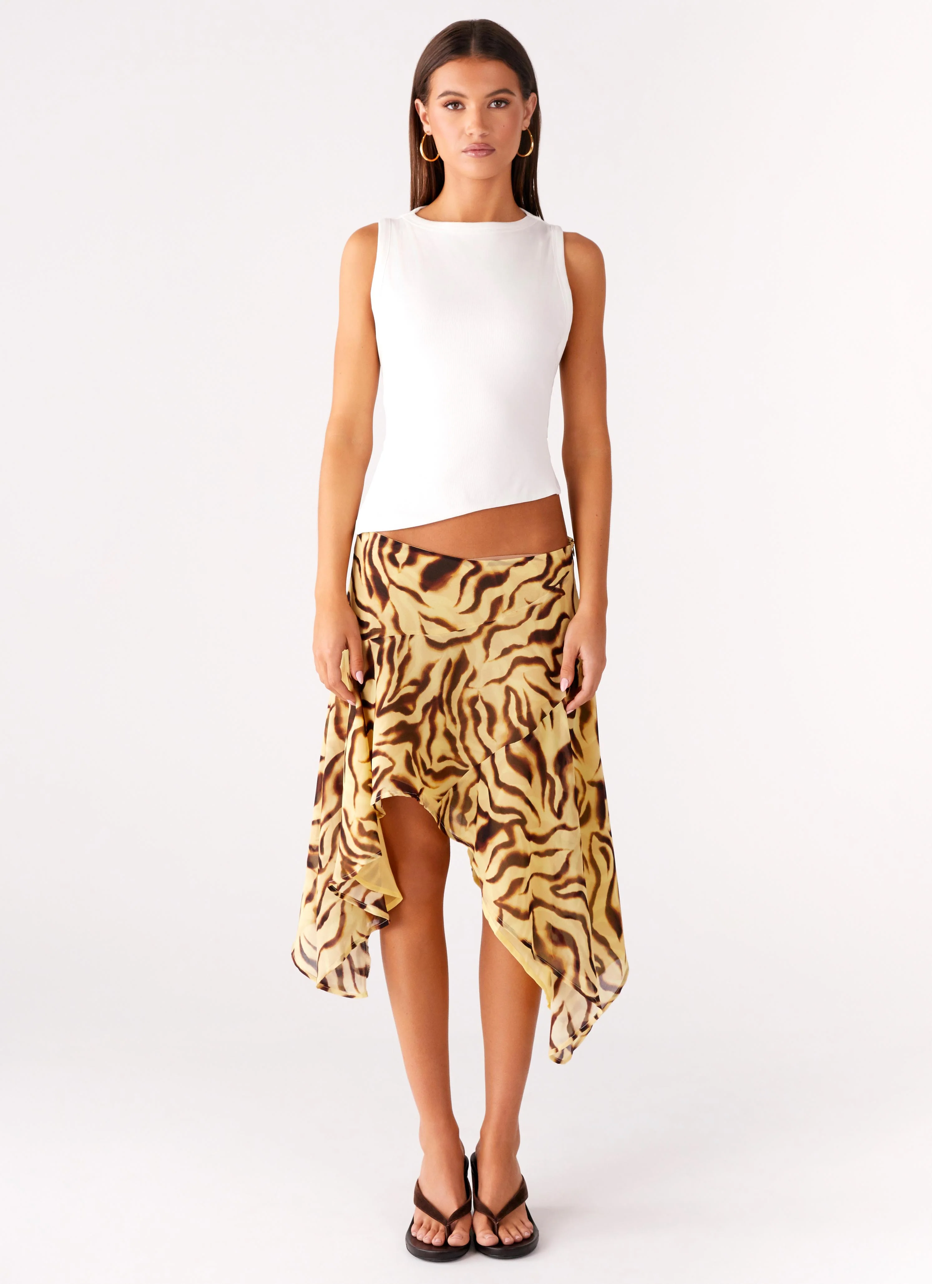 Kia Low Rise Asymmetrical Midi Skirt - Laguna Print - Image 2