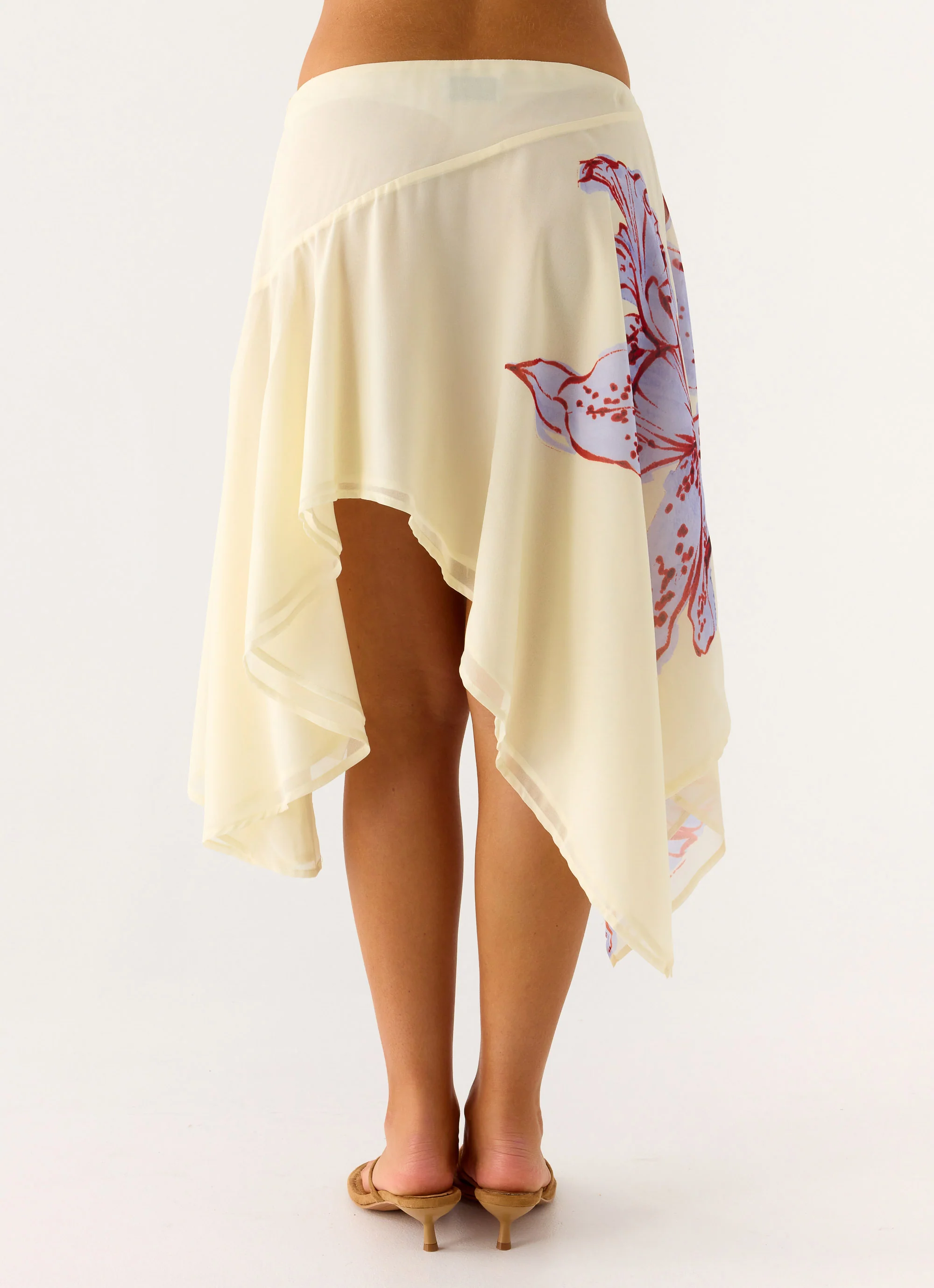 Kia Low Rise Asymmetrical Midi Skirt - Purple Floral - Image 4