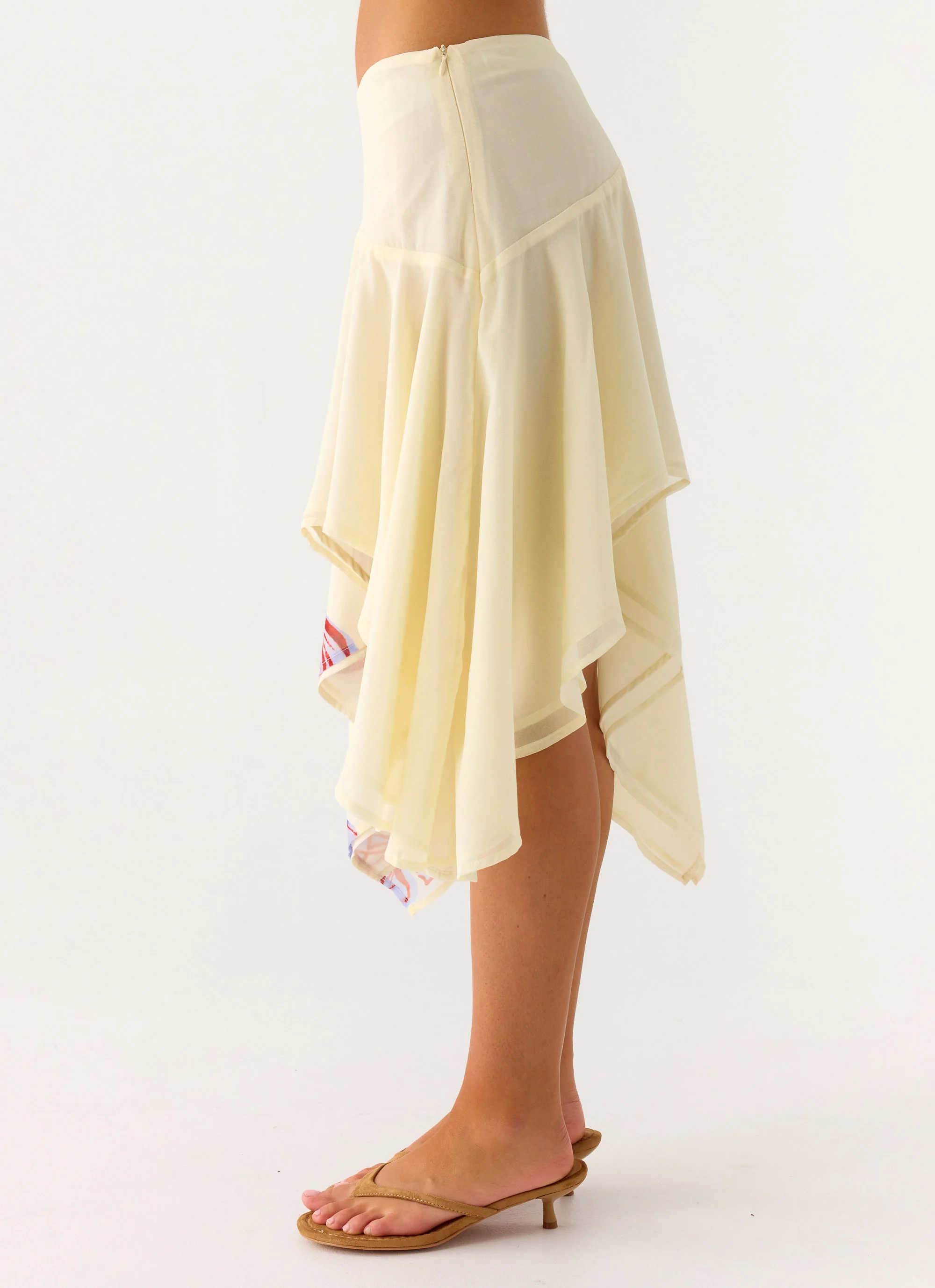 Kia Low Rise Asymmetrical Midi Skirt - Purple Floral - Image 5