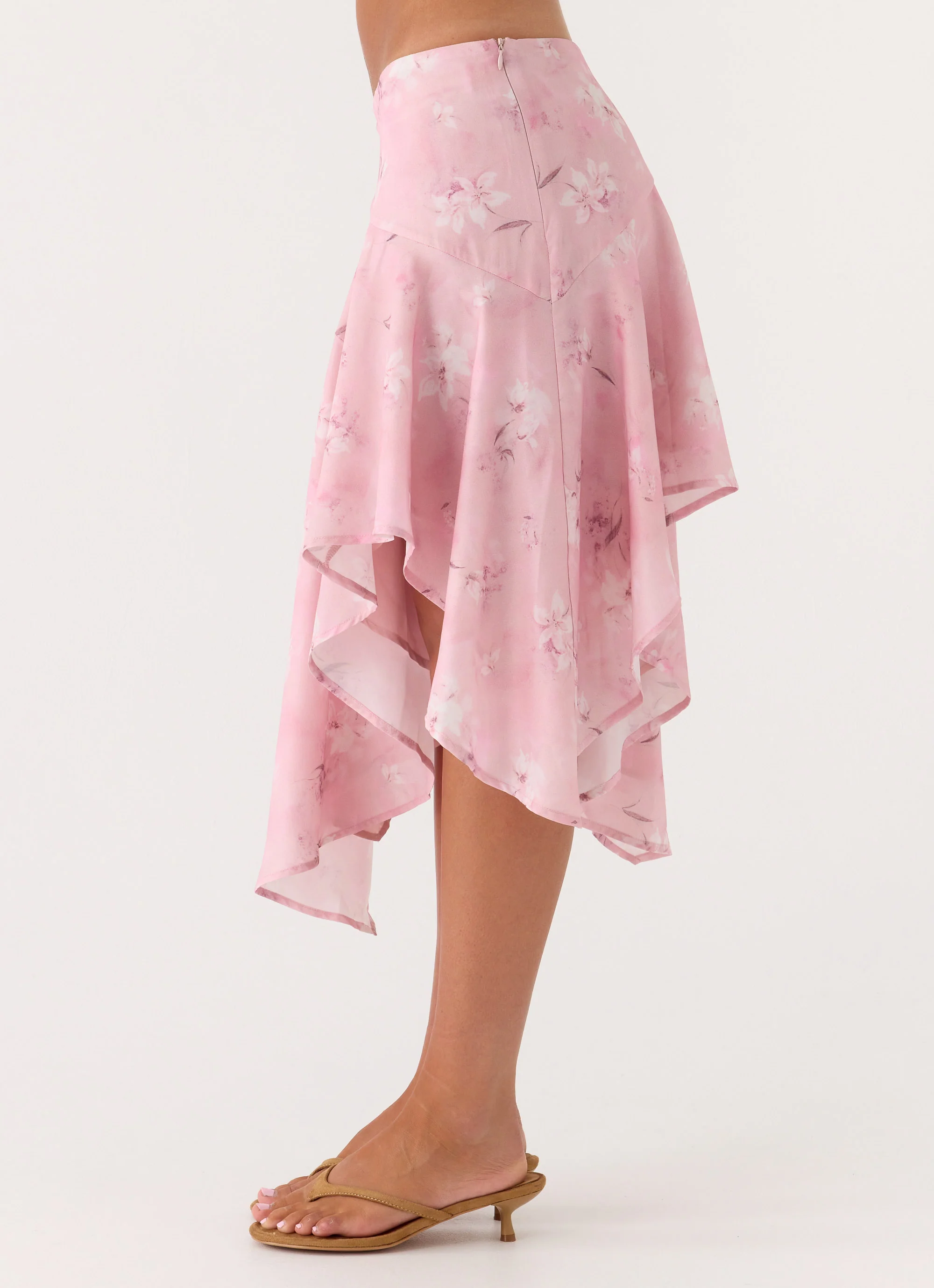 Kia Low Rise Asymmetrical Midi Skirt - Vintage Floral - Image 3