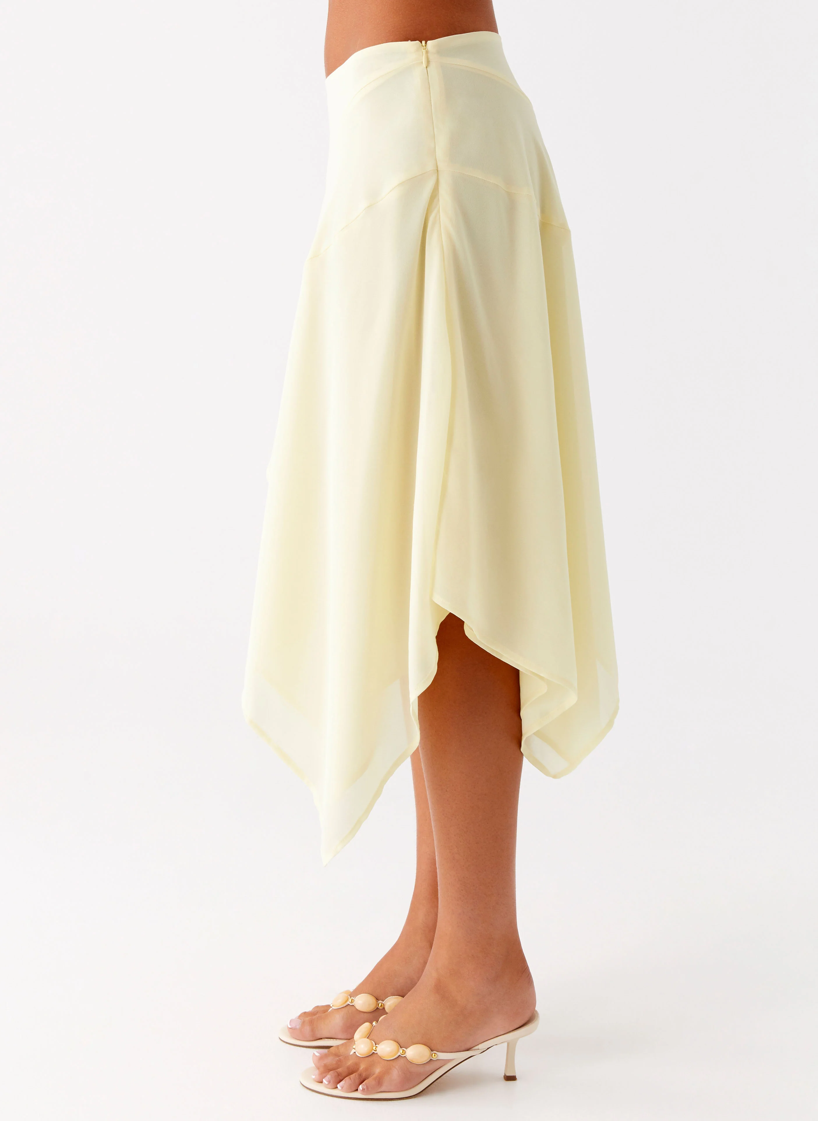 Kia Low Rise Asymmetrical Midi Skirt - Yellow - Image 5