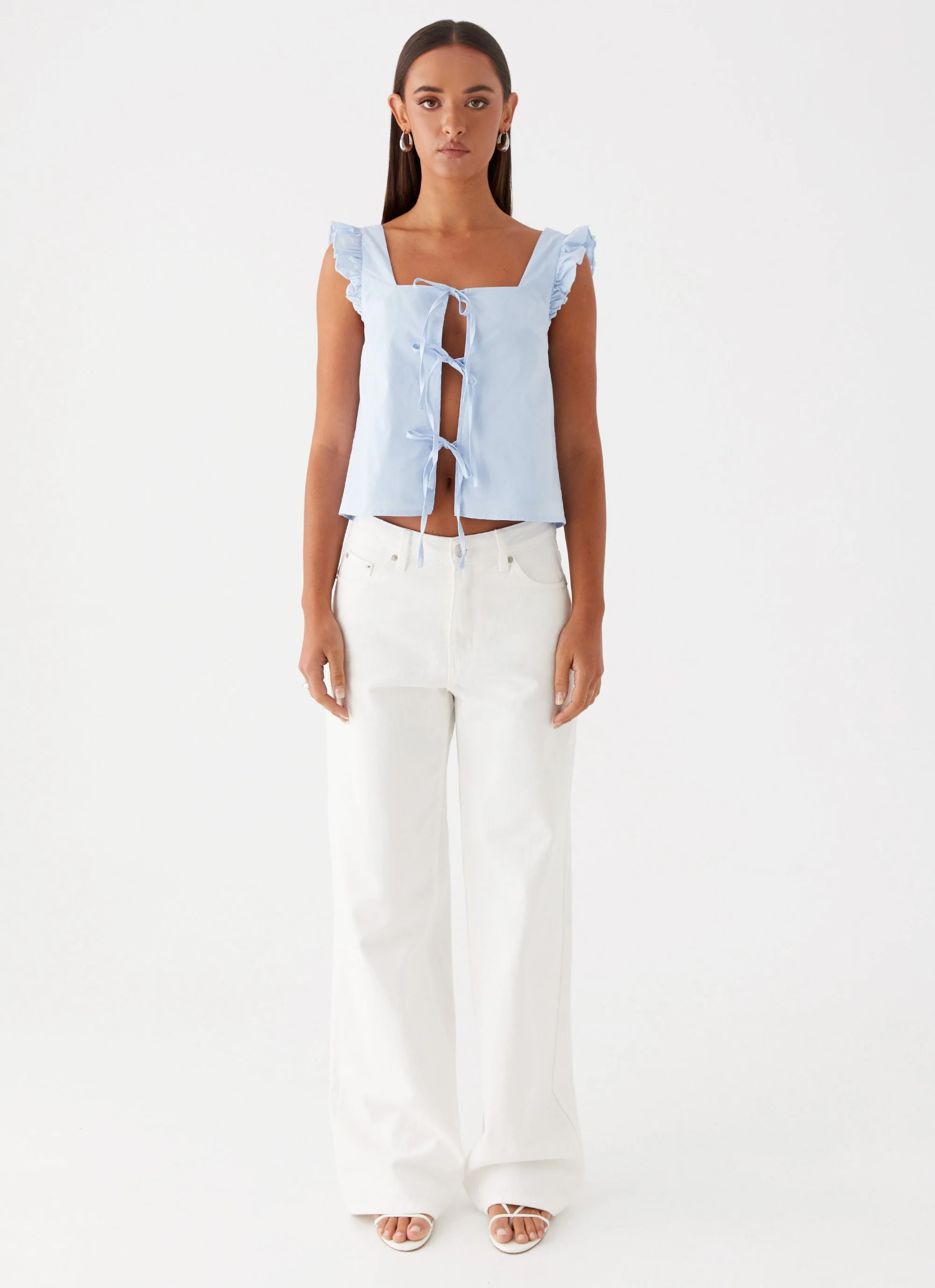 Kiani Tie Front Top - Blue - Image 2