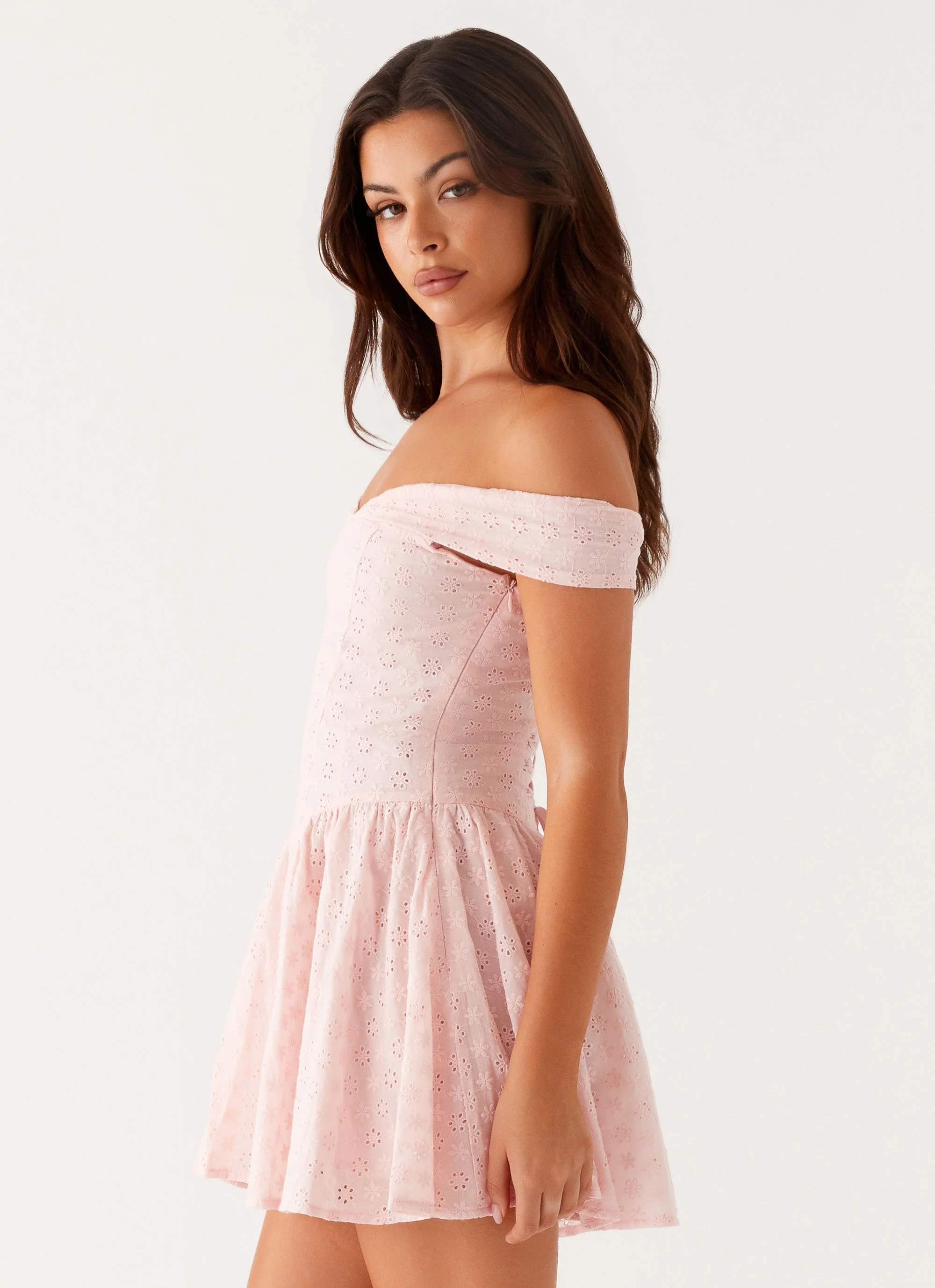 Koa Off Shoulder Mini Dress - Peach - Image 3