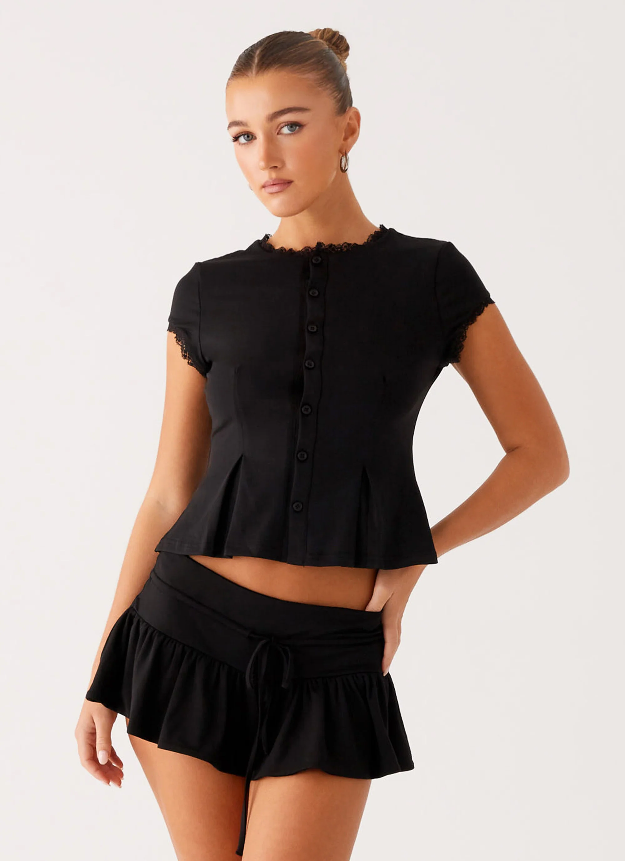 Landon Button Up Top - Black - Image 5