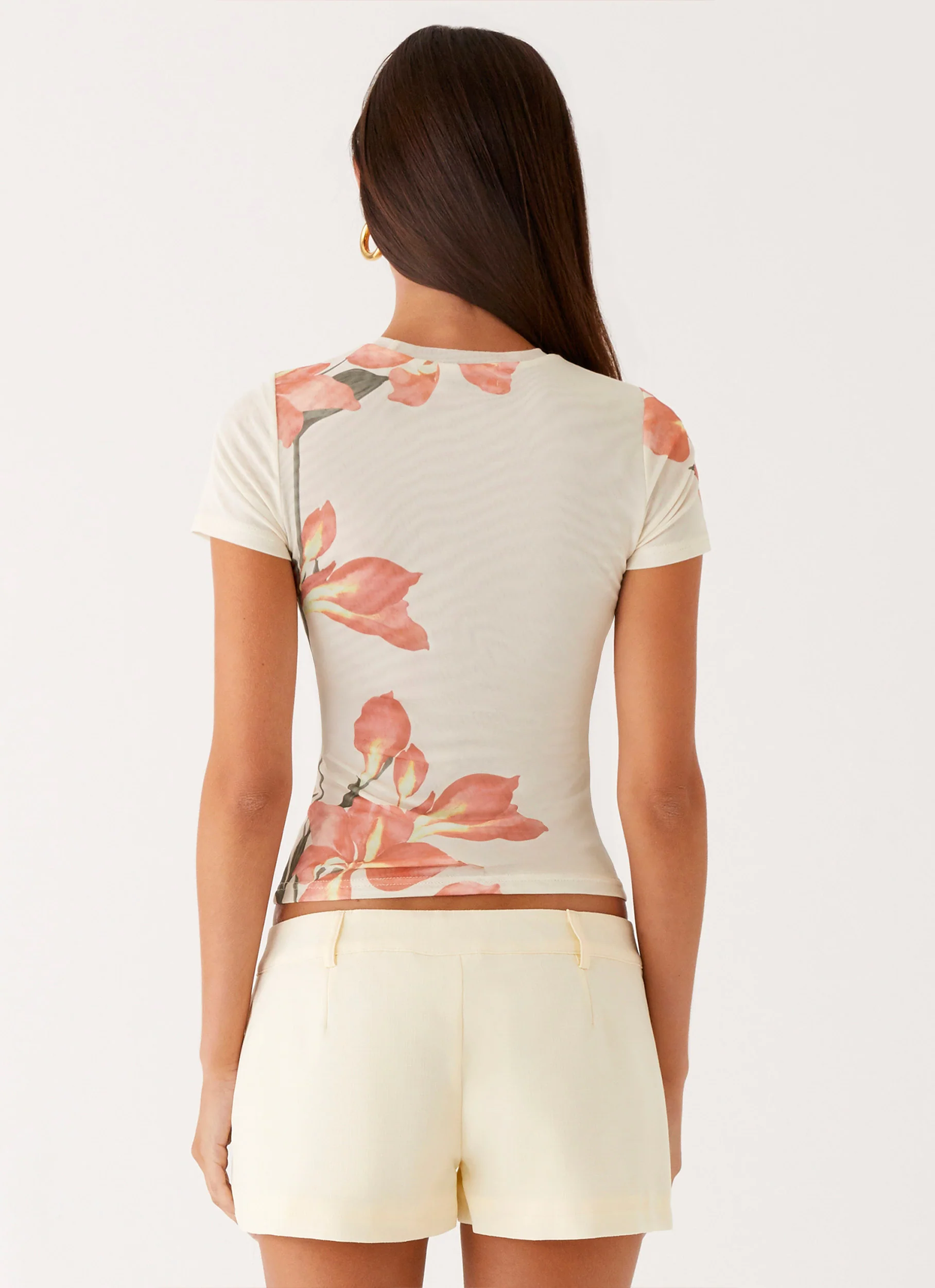 Late Night Mesh Baby Tee - Siena Floral - Image 3