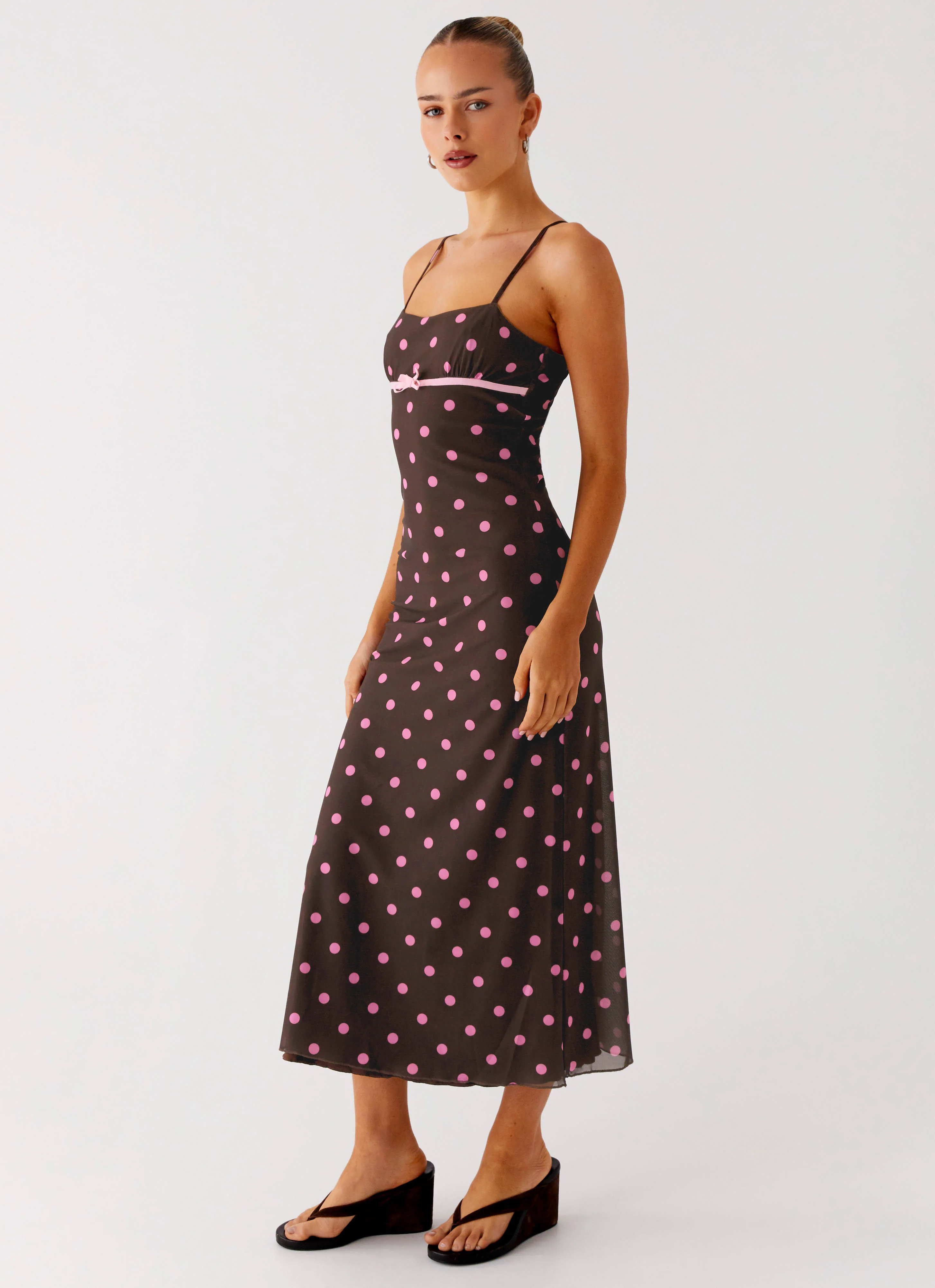 Latto Midi Dress - Chocolate Strawberry Dot - Image 3