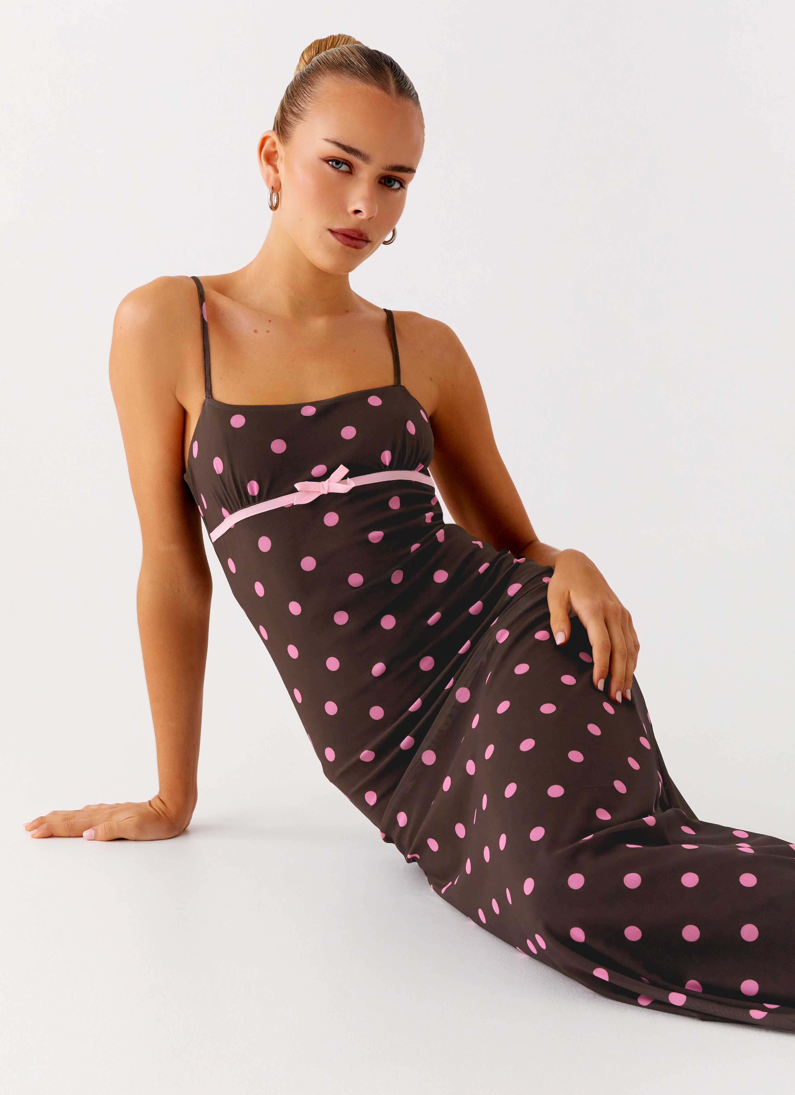 Latto Midi Dress - Chocolate Strawberry Dot - Image 6